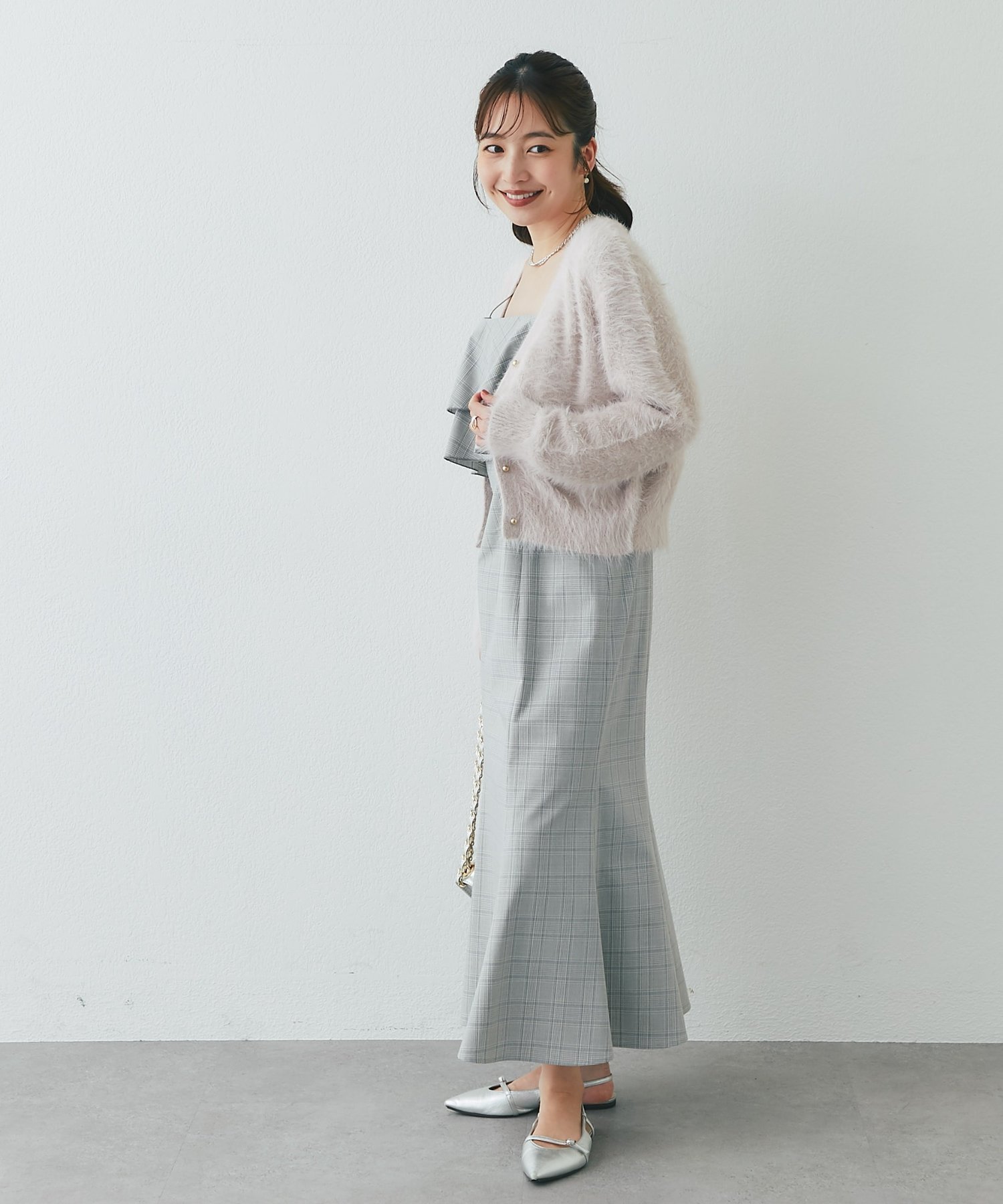 La boutique BonBon 【3サイズ展開・お上品ワンピ】チェックラッフルキャミワンピース ラブティックボンボン ワンピース・ドレス その他のワンピース・ドレス