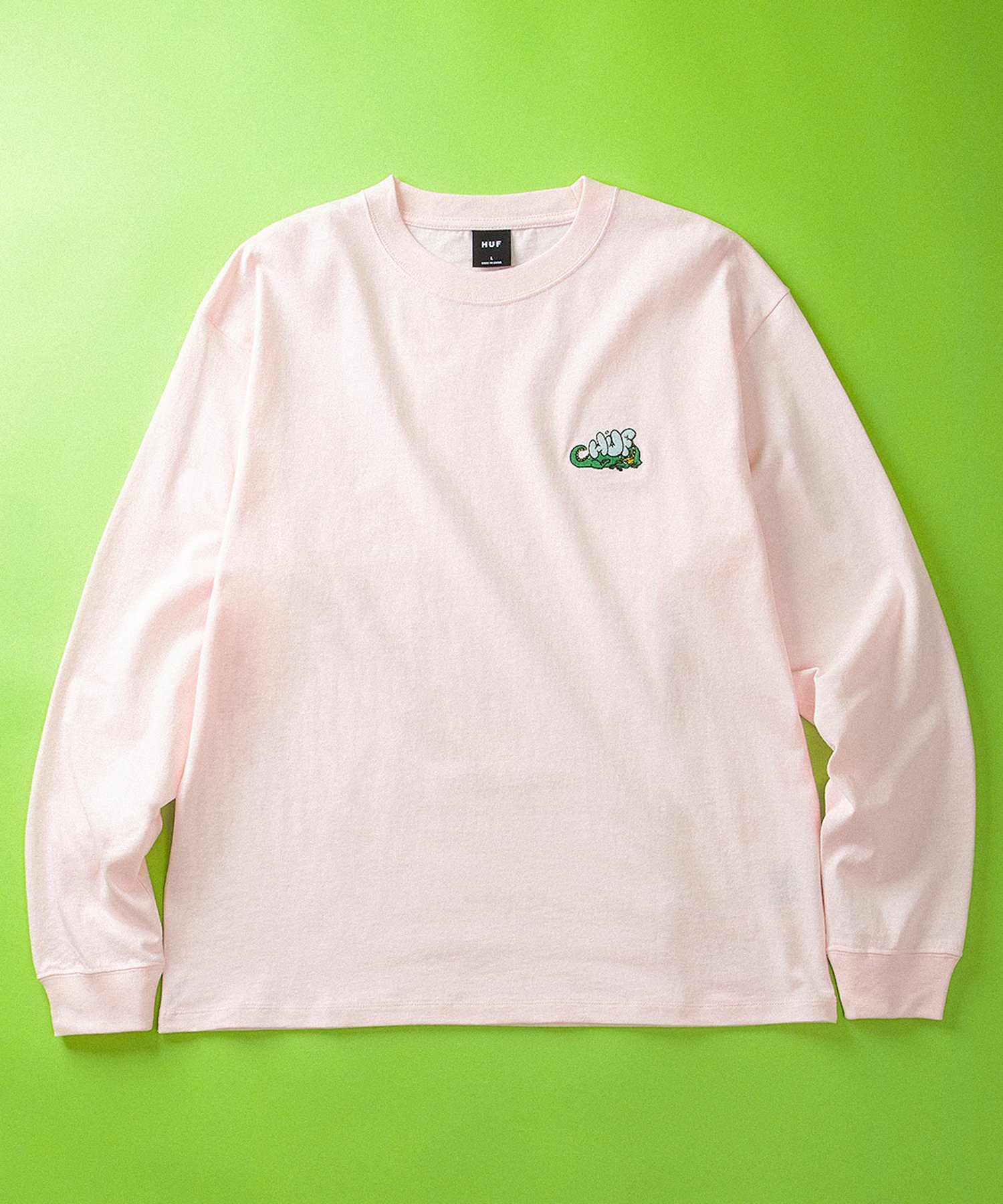 MAGIC DRAGON LS TEE / HUF ハフ ロングスリーブTシャツ ハフ トップス カットソー・Tシャツ ホワイト ピンク ブラック