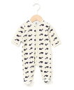PETIT BATEAU ベロアプリント前開きロンパース プチバトー マタニティウェア・ベビー用品 ロンパース・カバーオール ネイビー【送料無料】