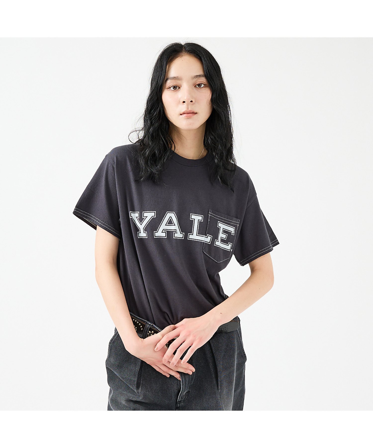 【The BOOK STORE / ブックストア 】YALE POCKET T アバハウス トップス カットソー・Tシャツ ピンク グリーン ブラック ネイビー