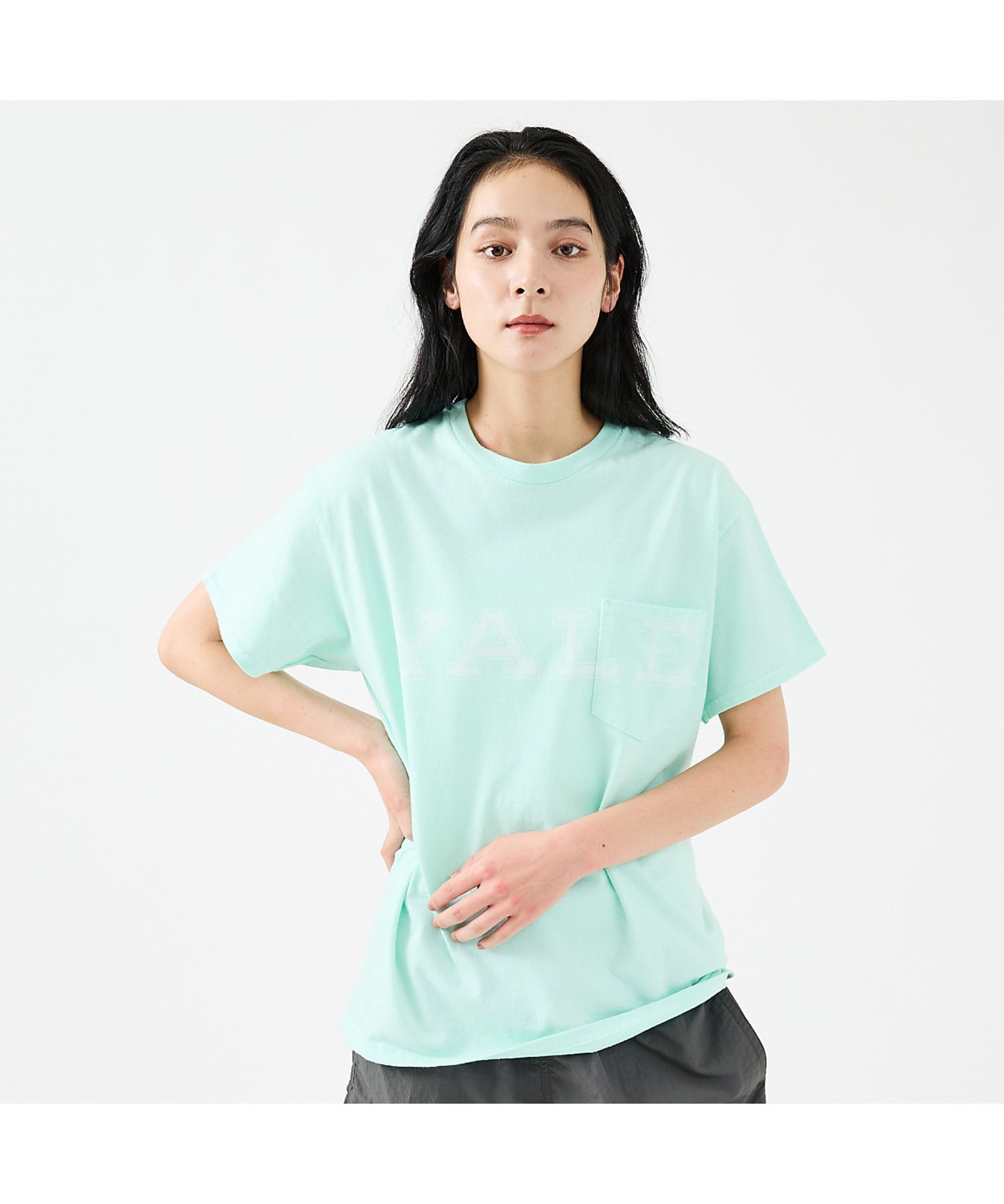 【The BOOK STORE / ブックストア 】YALE POCKET T アバハウス トップス カットソー・Tシャツ ピンク グリーン ブラック ネイビー