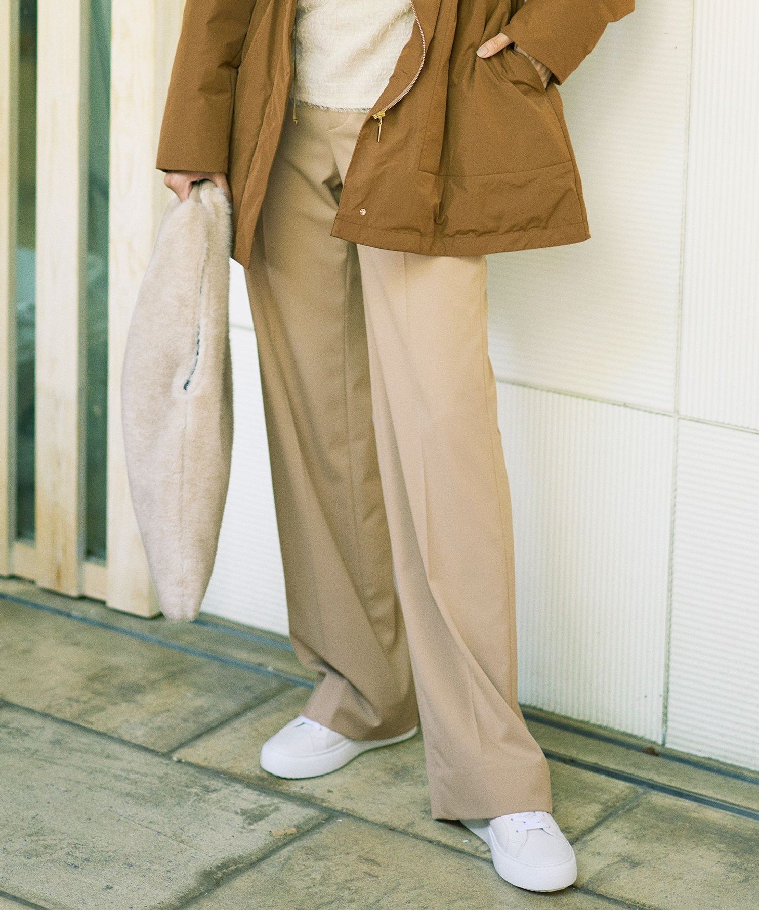 自由区 【カタログ掲載】TRギャバストレート パンツ ジユウク パンツ その他のパンツ グレー ブラウン ブラック