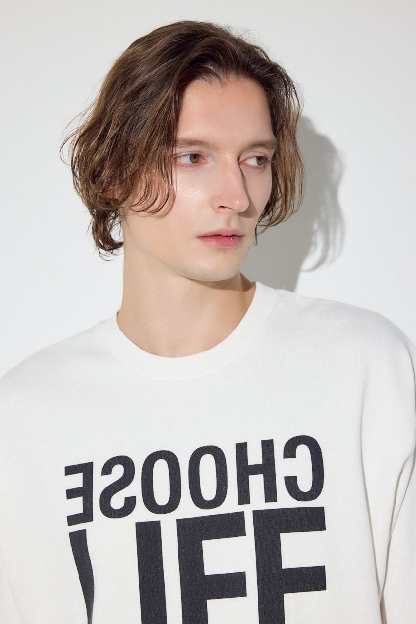 CHOOSE LIFE長袖Tシャツ アズールバイマウジー トップス カットソー・Tシャツ ホワイト ブラック