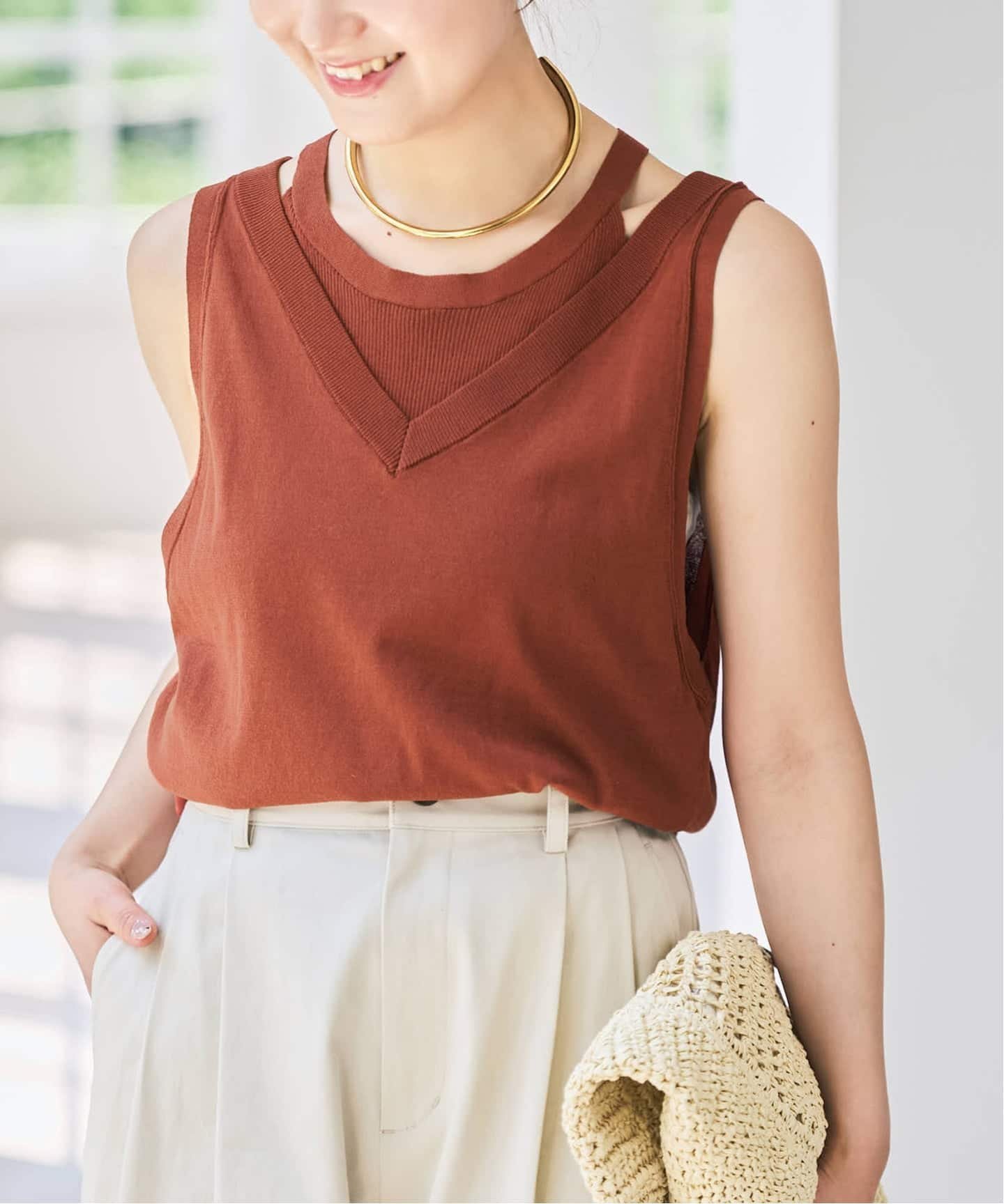 Spick & Span 2枚SETタンクレイヤードプルオーバー スピックアンドスパン トップス カットソー・Tシャツ ブラウン ブラック