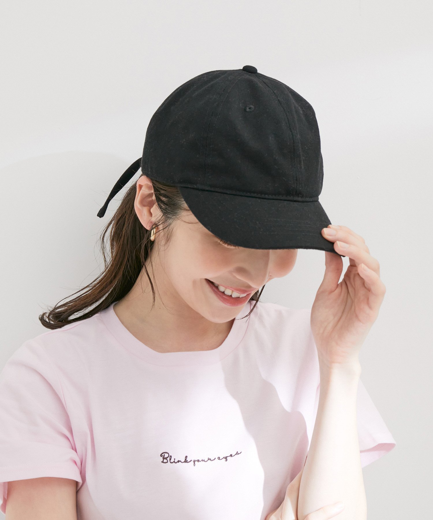 ViS バックリボンキャンバスキャップ ビス 帽子 キャップ ブラック ホワイト ベージュのサムネイル