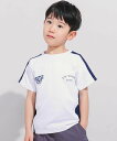 BeBe 異素材切り替えバックナンバリングラグラン半袖Tシャツ(90~160cm) ベベ オンライン ストア トップス カットソー・Tシャツ ホワイト グリーン【送料無料】