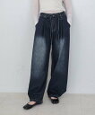 Bab 【M・Lサイズ展開】ウエストデザイン ルーズデニムパンツ バブ / ブージュルード パンツ ジーンズ・デニムパンツ ブルー【送料無料】