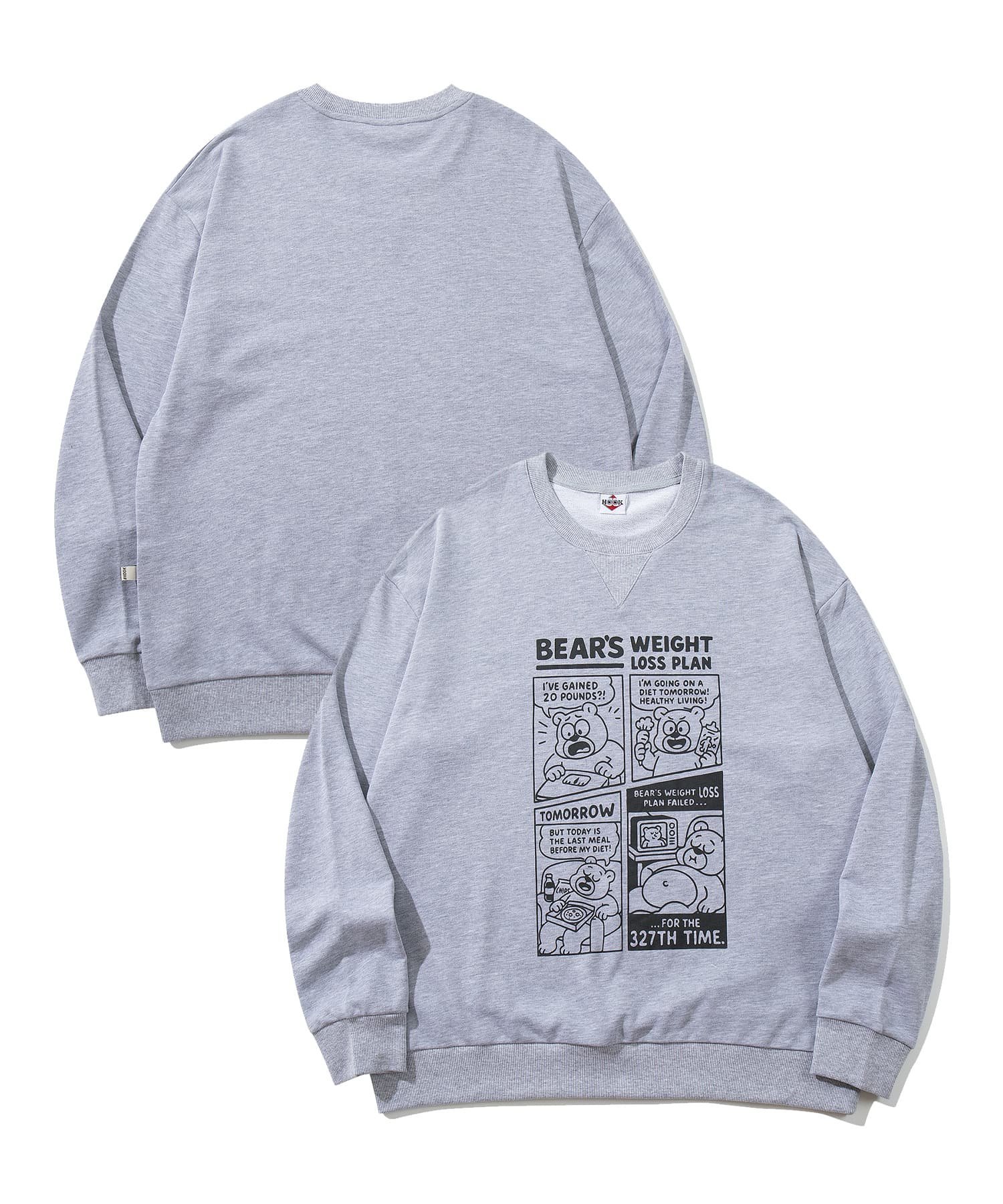 【SALE／10%OFF】HOOK HOOK -original- 「BEAR'S WEIGHT LOSS PLAN」コミックプリント スウェット アイ..
