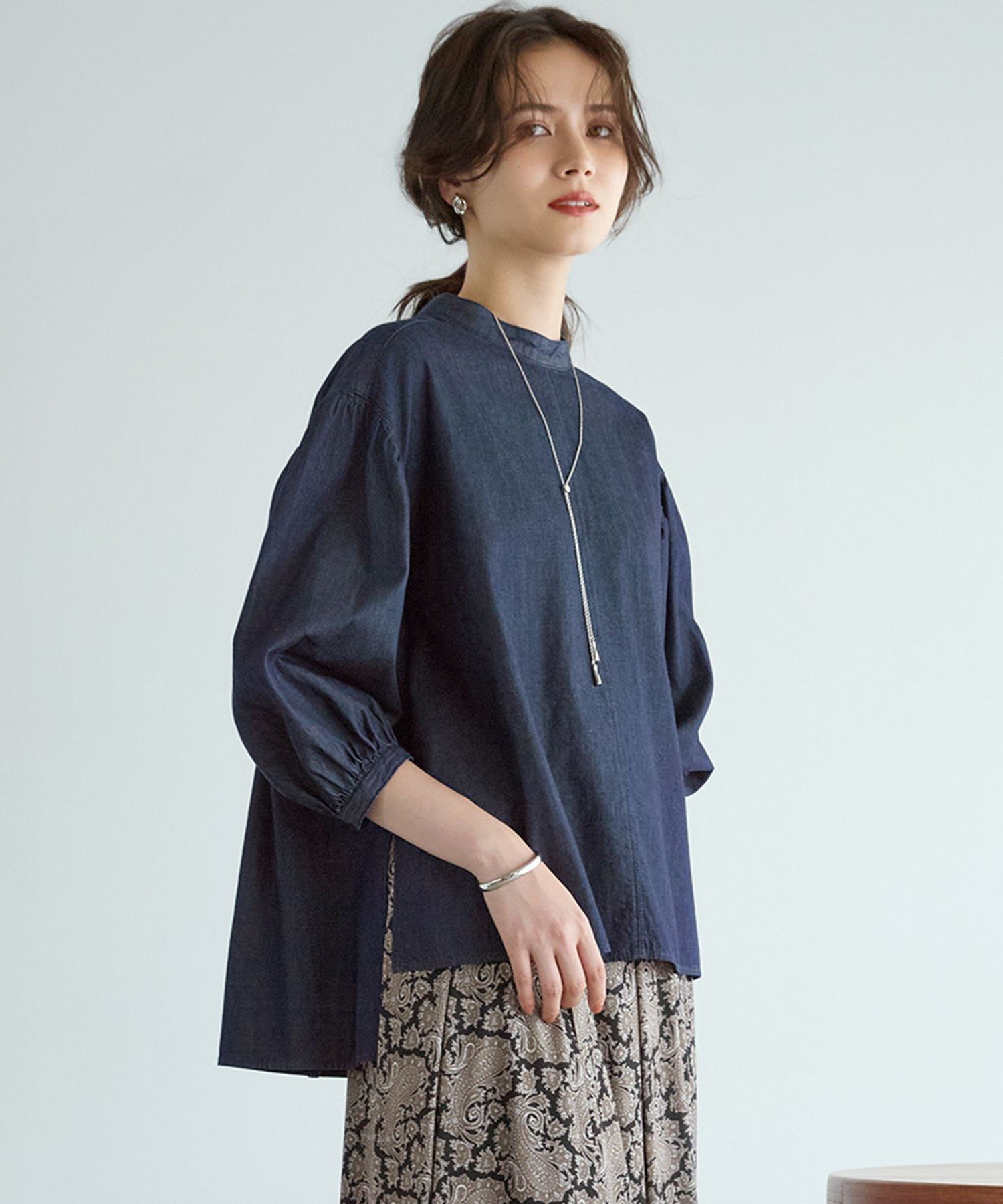 23区 S 【SLOW/一部店舗限定】ライトオンス デニム バックリボン ブラウス ニジュウサンク トップス シャツ・ブラウス ブルー