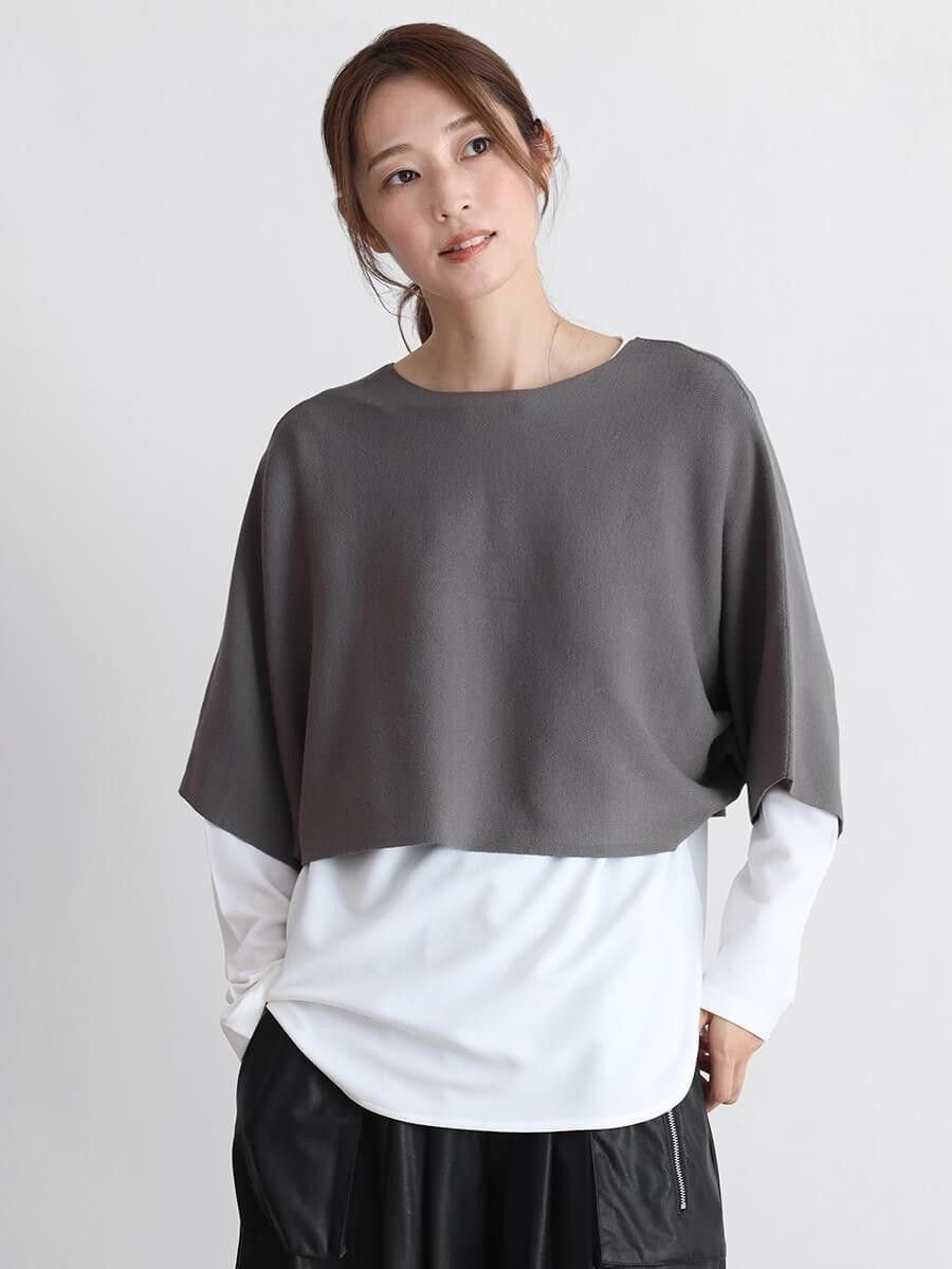 CLOVE ニットレイヤードプルオーバー ラシュッド トップス ニット グレー ブラック ブラウン【送料無料】