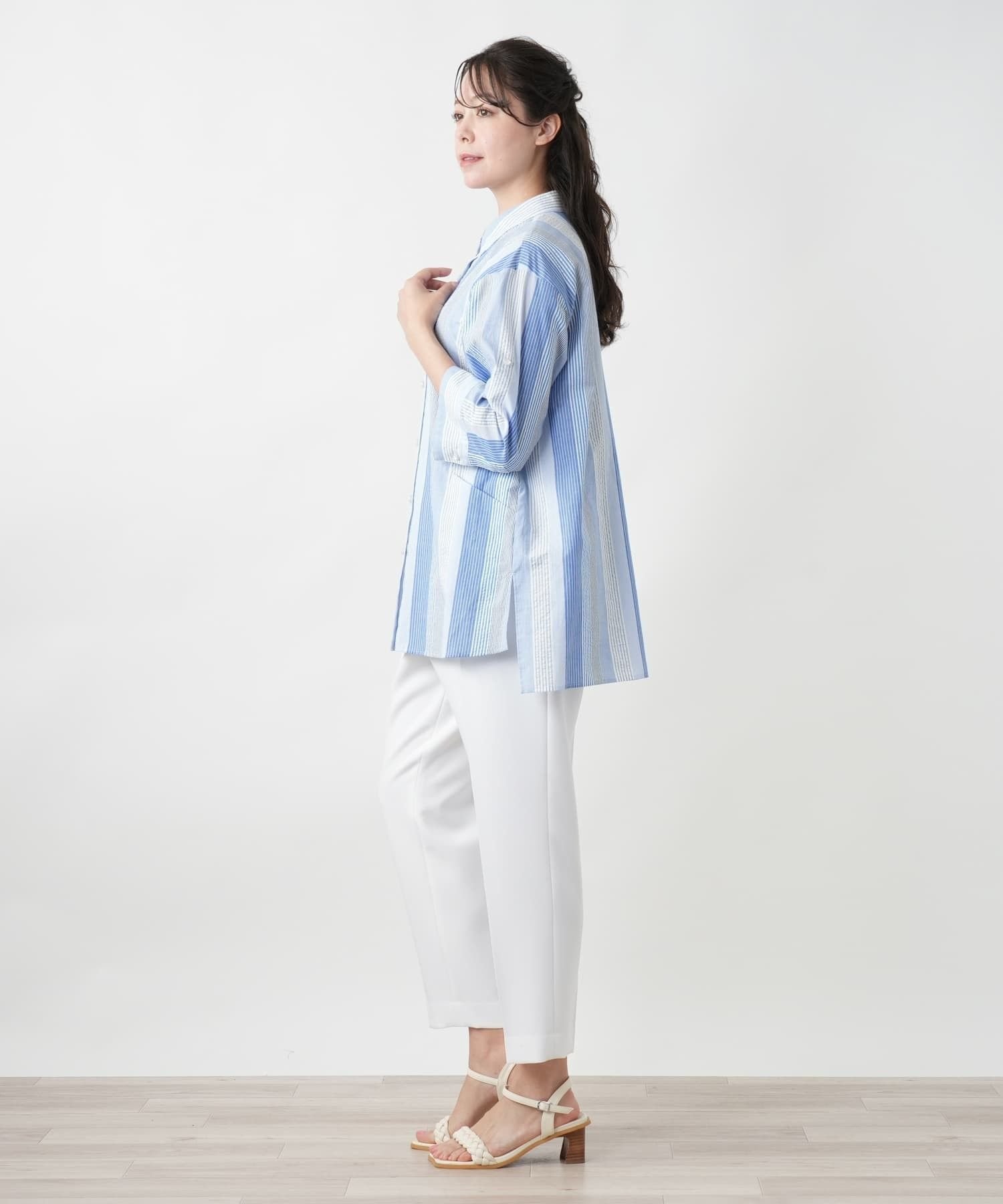 Leilian PLUS HOUSE 【店頭人気】ストライプブラウス レリアン プラスハウス トップス シャツ・ブラウス