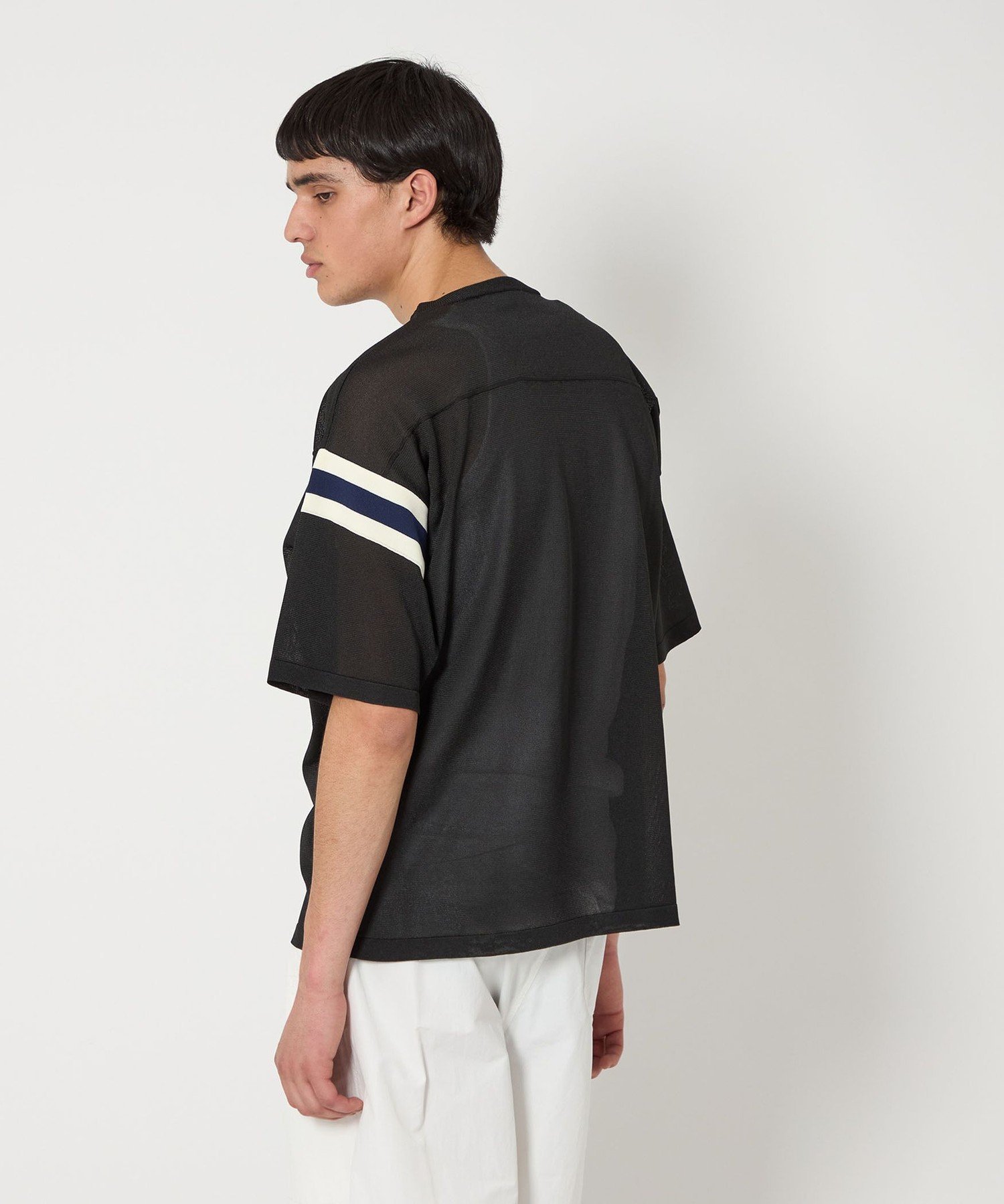 【SALE／50%OFF】monkey time BEAUTY&YOUTH UNITED ARROWS シアー フットボール Tシャツ ユナイテッドアローズ アウトレット トップス ニット ブラック【送料無料】
