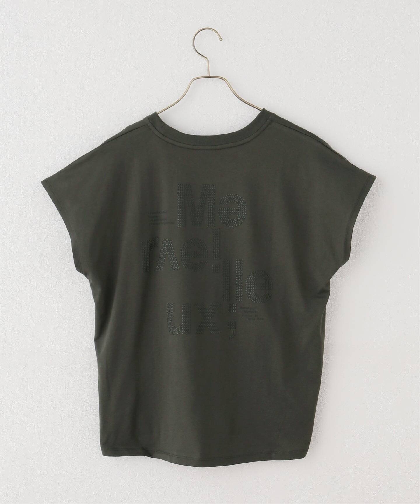 Spick & Span フレンチスリーブロゴTシャツ スピックアンドスパン トップス カットソー・Tシャツ グレー ホワイト