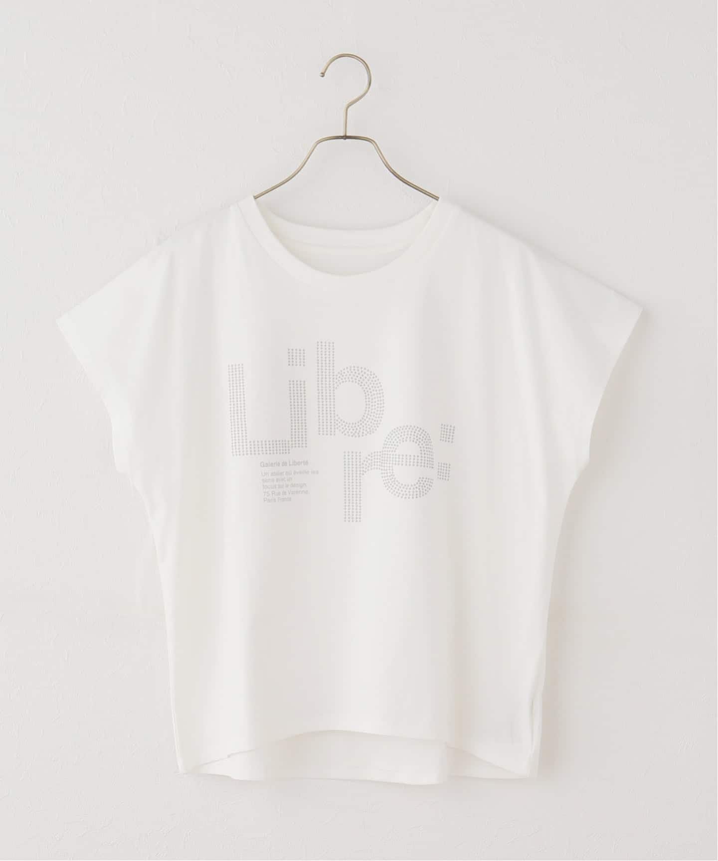 Spick & Span フレンチスリーブロゴTシャツ スピックアンドスパン トップス カットソー・Tシャツ グレー ホワイト
