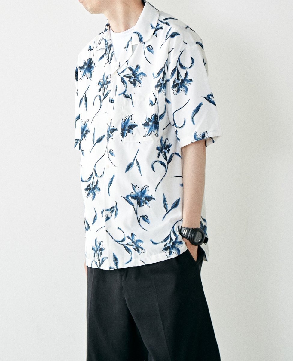 MEN'S MELROSE 【MASTER FRAME】フラワープリント半袖シャツ メンズメルローズ トップス シャツ・ブラ..