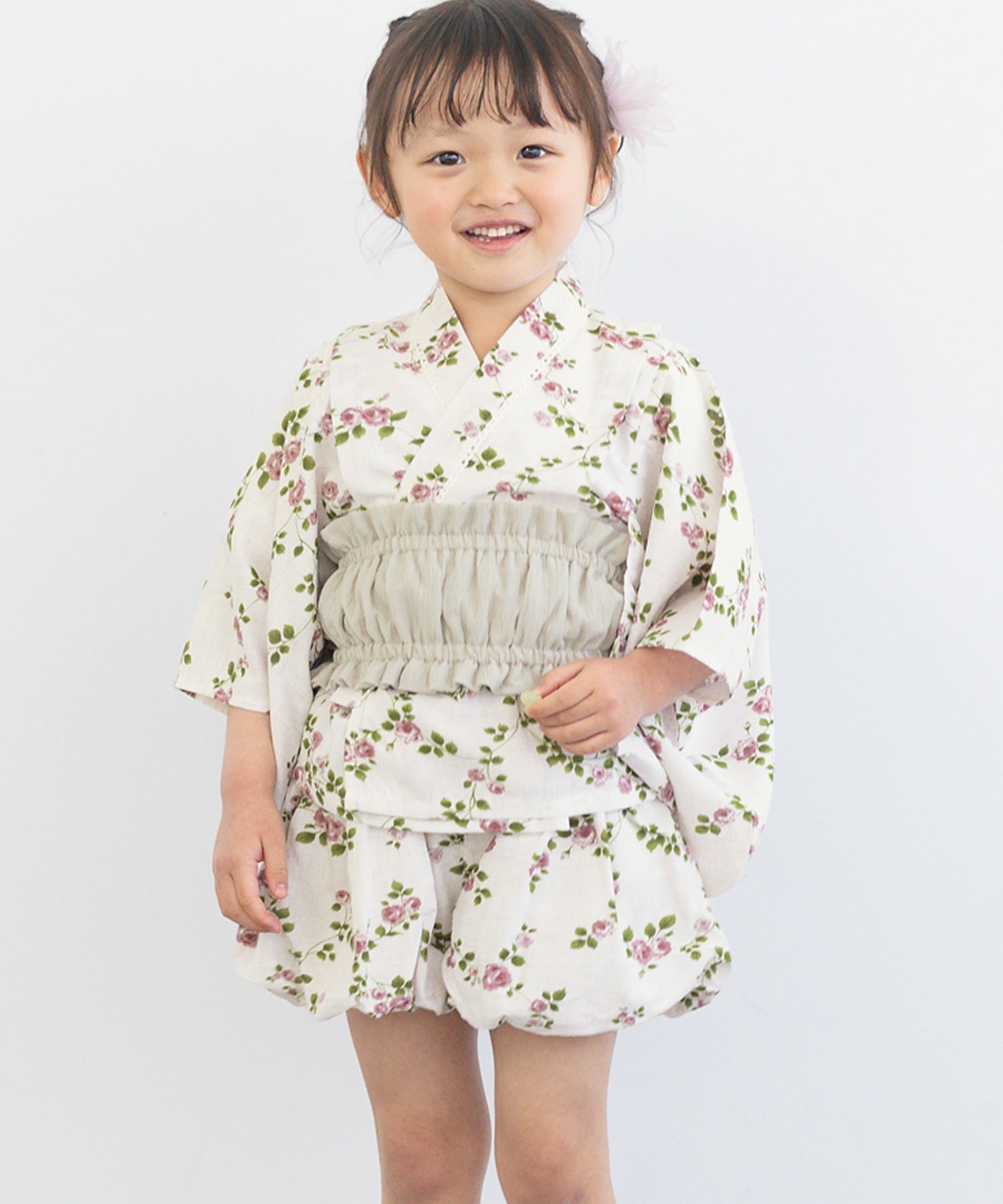 SOUBIEN 浴衣3点セット キッズ セパレート(上着+カボチャパンツ+帯) ソウビエン 着...