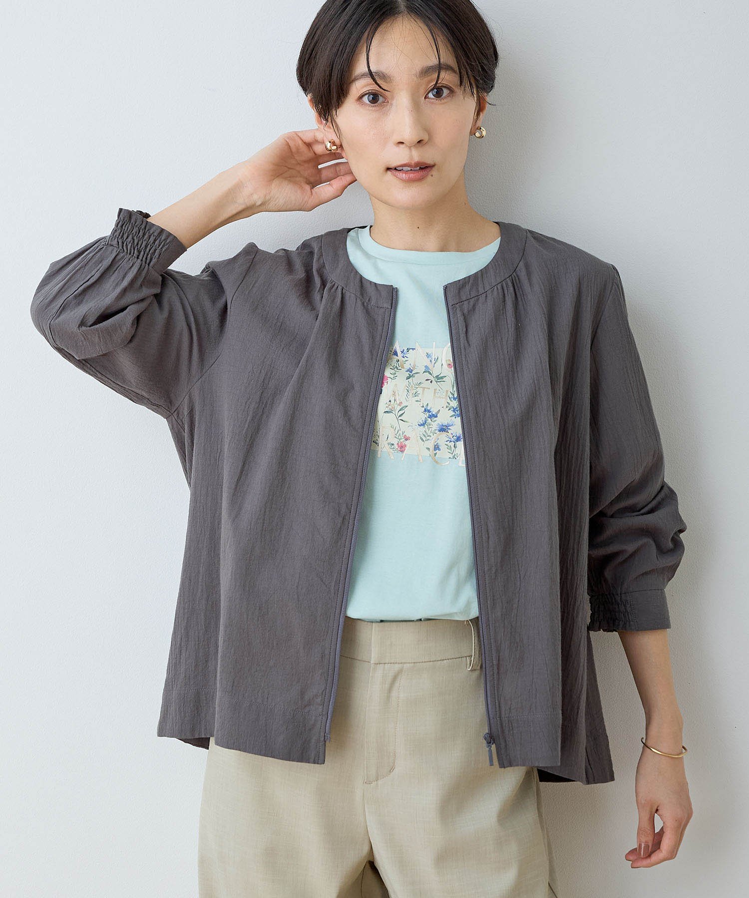 【SALE／30%OFF】DECOY シアーブルゾン デコイシンス1981 ジャケット・アウター ブルゾン・ジャンパー グレー ホワイト【送料無料】