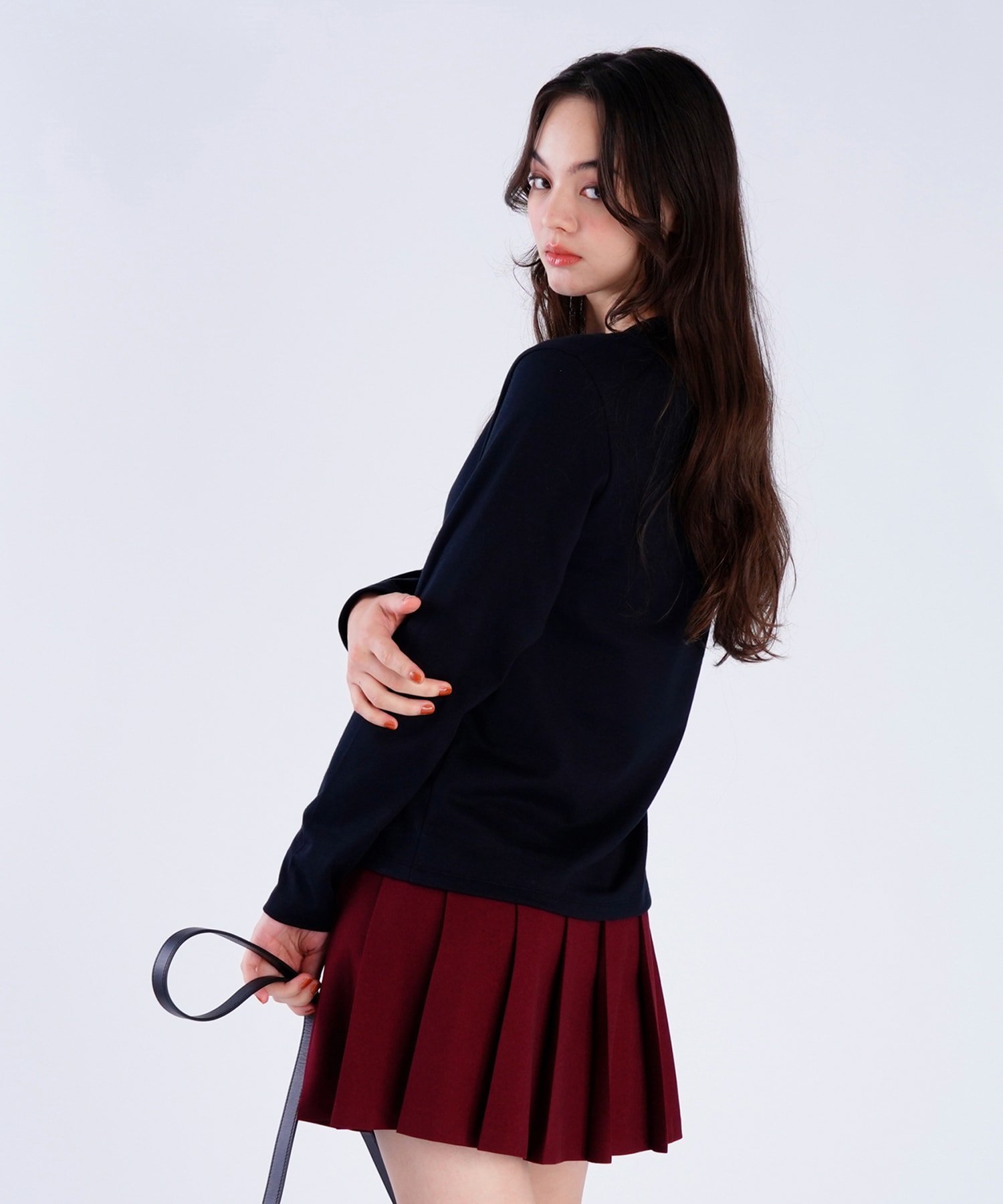 To b. by agnes b. コットン ロングスリーブ Tシャツ アニエスベー トップス カットソー・Tシャツ ブラック【送料無料】