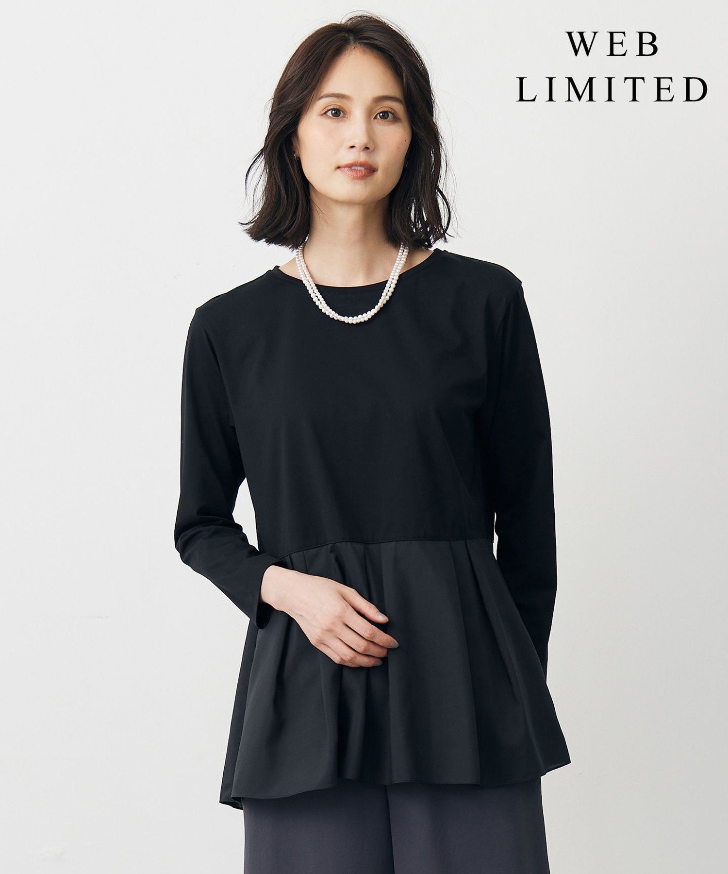 J.PRESS LADIES L 【WEB限定カラーあり】レイヤードジャージー フレア カットソー ジェイプレス トップス カットソー・Tシャツ ホワイト ブラック