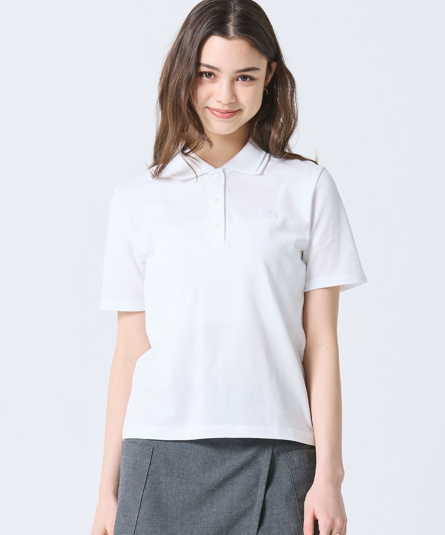 LACOSTE ダブルカラー鹿の子鹿の子ポロシャツ ラコステ トップス ポロシャツ ホワイト【送料無料】