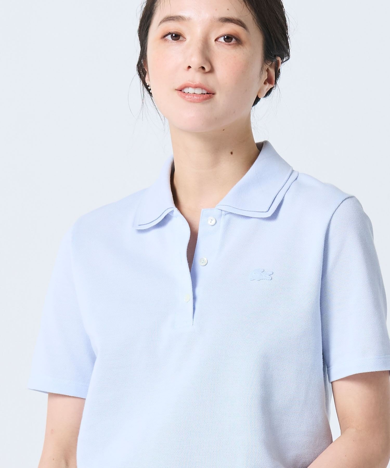 LACOSTE ダブルカラー鹿の子鹿の子ポロシャツ ラコステ トップス ポロシャツ ホワイト【送料無料】