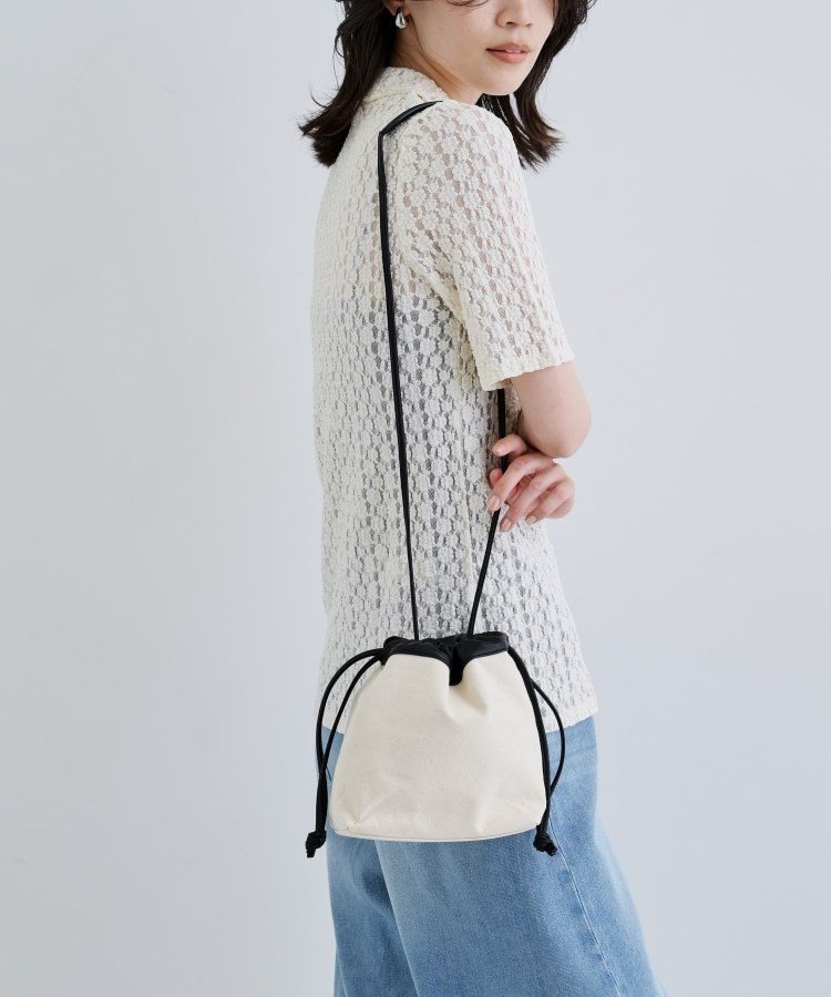 【SALE／40%OFF】GALLEST キャンバス巾着ショルダー ギャレスト バッグ ショルダーバッグ ベージュ ブラック