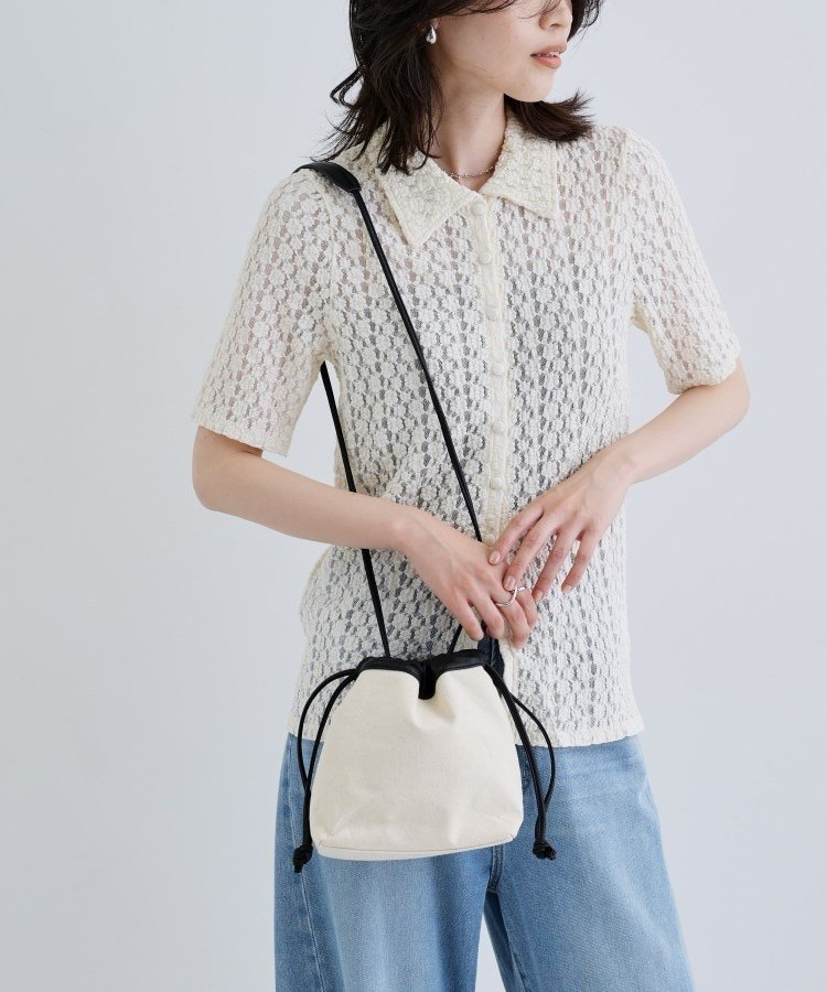 【SALE／40%OFF】GALLEST キャンバス巾着ショルダー ギャレスト バッグ ショルダーバッグ ベージュ ブラック