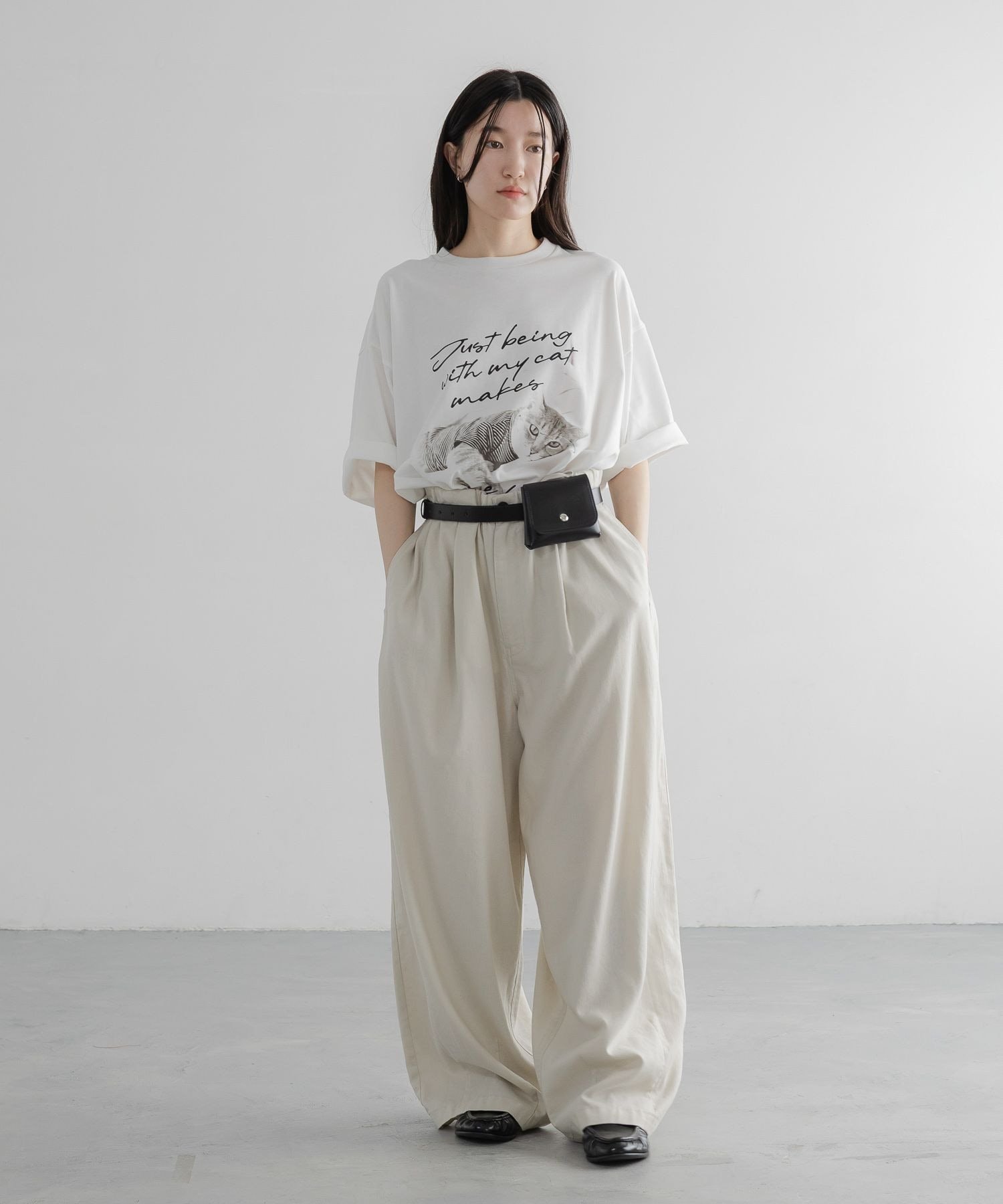 LOWRYS FARM 【LFM(U)】アニマルフォトTEE【UNISEX】 ローリーズファーム トップス カットソー・Tシャツ ブラック ホワイト