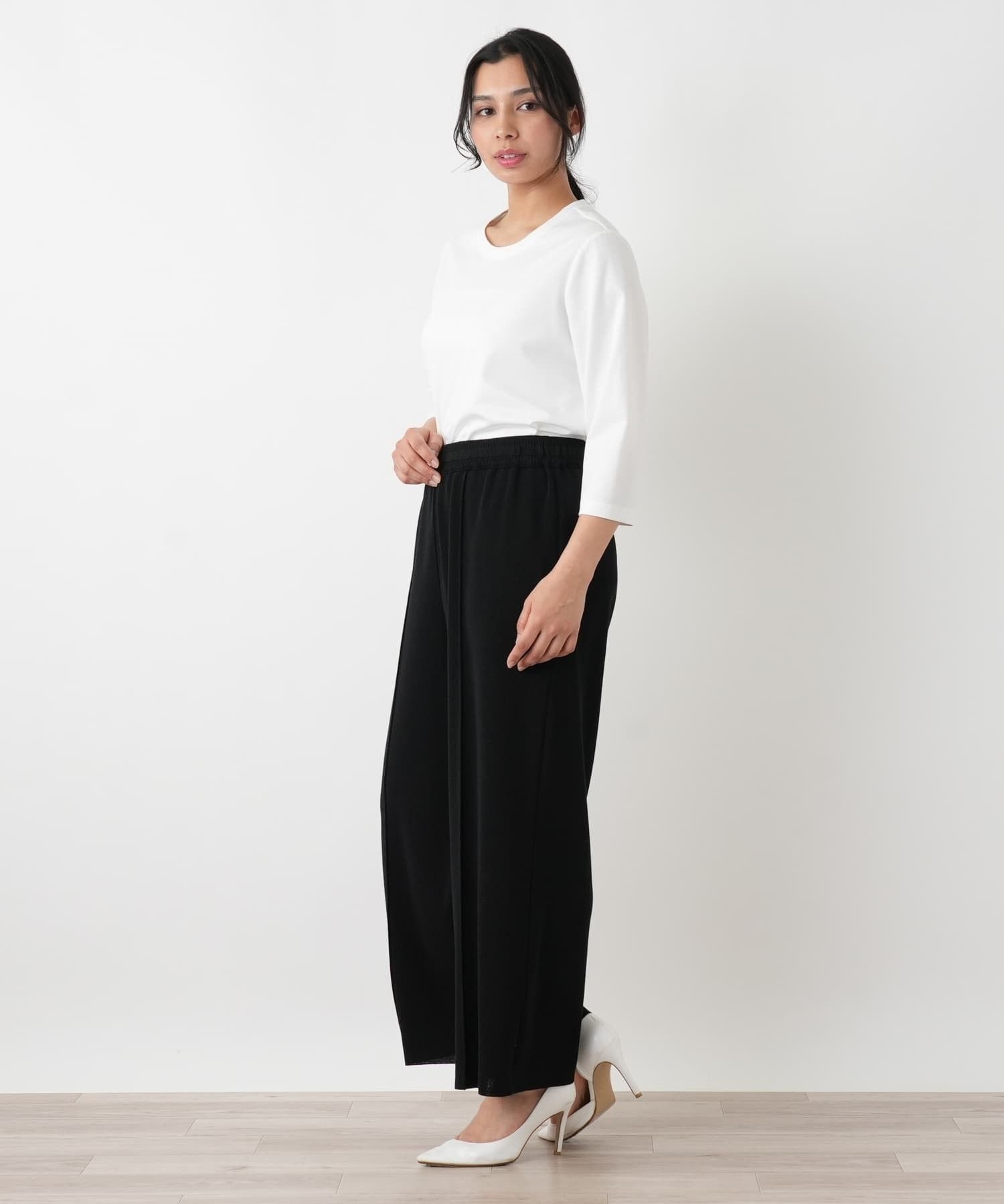 Leilian PLUS HOUSE ストレッチニットパンツ レリアン プラスハウス パンツ その他のパンツ ブラック