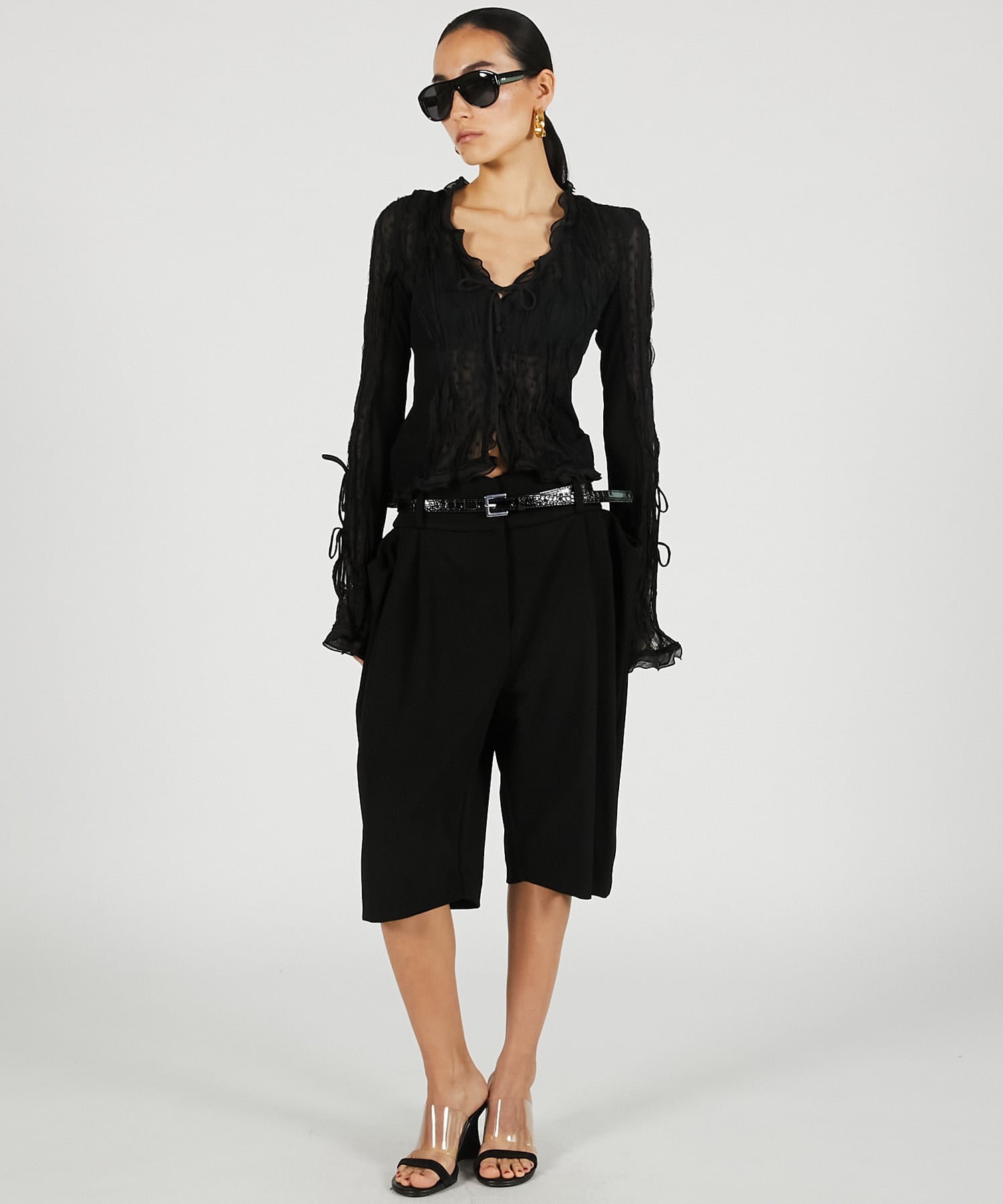 PRANK PROJECT シアードットスリムシャツ / Sheer Dot Slim Shirt プランク プロジェクト トップス シャツ・ブラウス ブラック【送料無料】