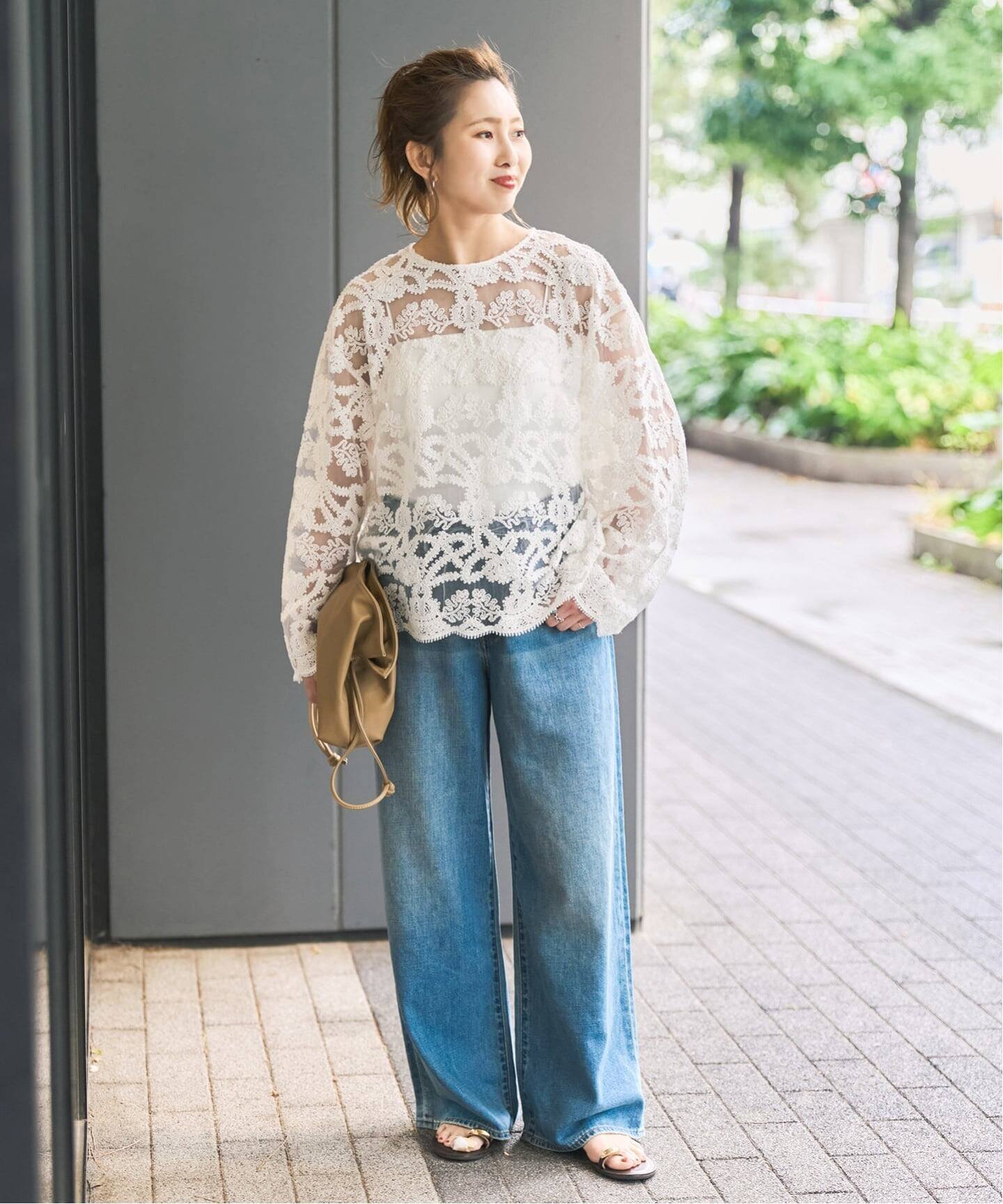 Spick & Span 《WEB限定 / 追加》コードエンブロイダリーチュールブラウス スピックアンドスパン トップス シャツ・ブラウス ホワイト