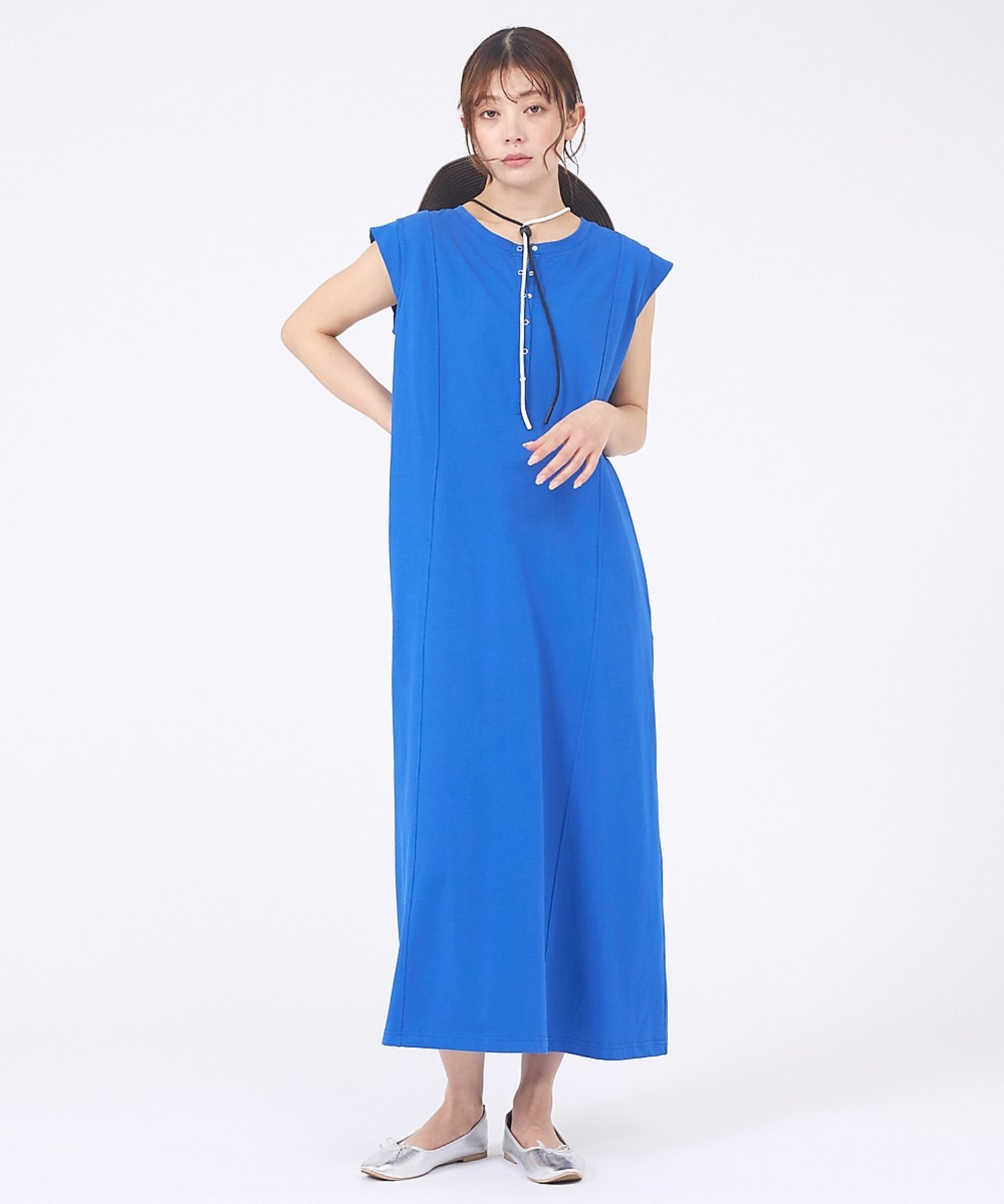 abahouse mavie 【接触冷感&速乾】ヘンリーネック2WAYワンピース アバハウス マヴィ ワンピース・ドレス シャツワンピース ブルー ブラウン ブラック【送料無料】