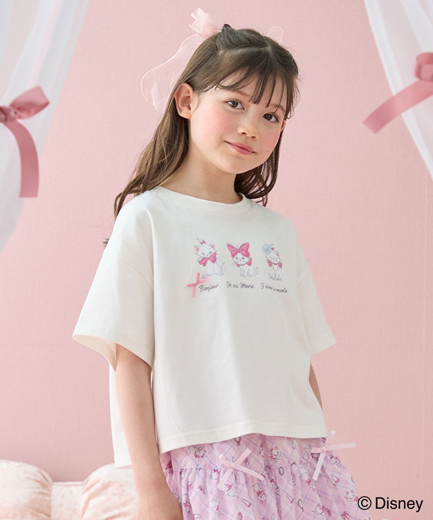 ANY KIDS 【ディズニー/マリー】ショート丈 半袖Tシャツ エニィ トップス カットソ...