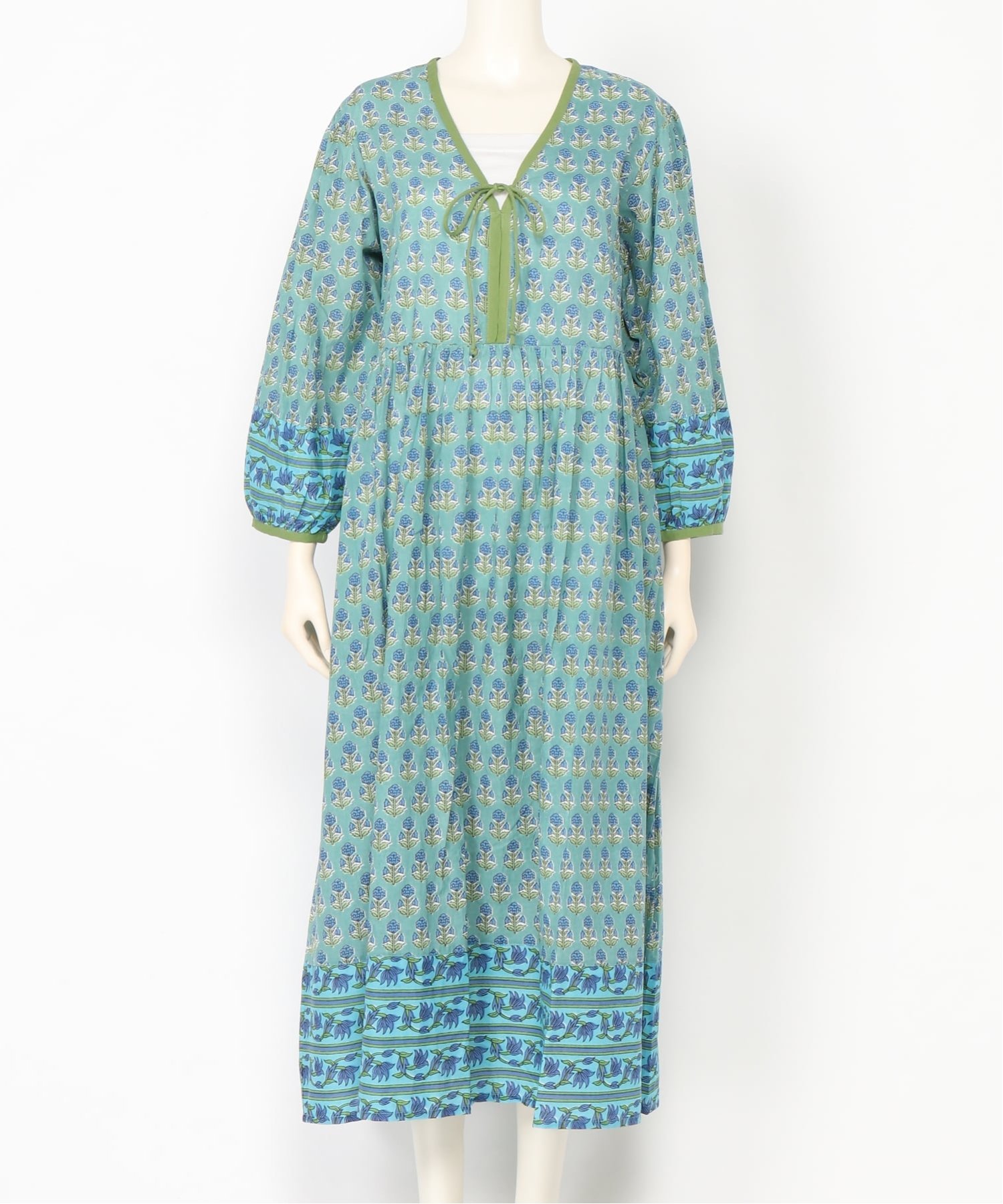 【SALE／27%OFF】relaclo select relaclo select/(W)ブロックプリントロングワンピース リラクロ ワンピース・ドレス ワンピース グリーン ネイビー【送料無料】