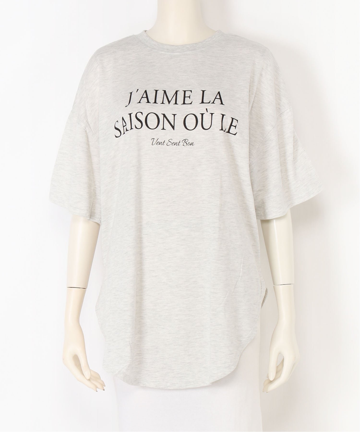 relaclo select relaclo select/(W)英文ロゴプリント ラウンドヘムオーバーサイズTシャツ リラクロ トップス カットソー・Tシャツ ネイビー ブラック ホワイト グレー