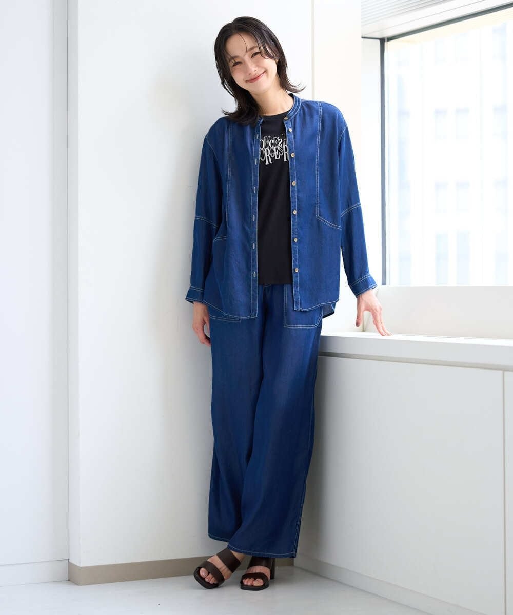 [セットアップ対応]ライトデニムイージーワイドパンツ ジョルジュ・レッシュ パンツ その他のパンツ ネイビー グレー