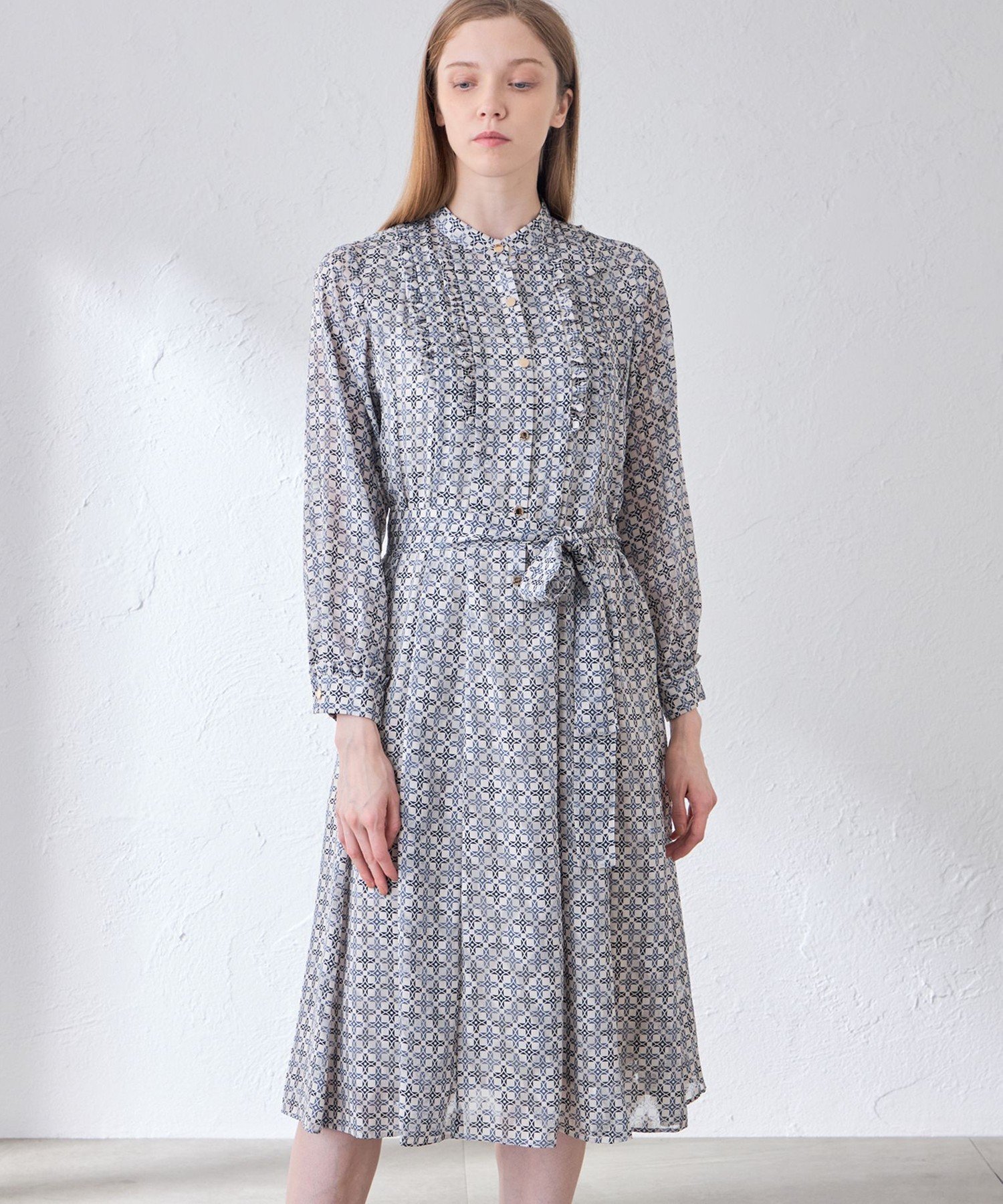 MACKINTOSH LONDON (L Size) 【L】【ANDREW/アンドリュー】バイカラーアンドリュープリントワンピース マッキントッシュ ロンドン ワンピース・ドレス ワンピース ベージュ ブルー【送料無料】