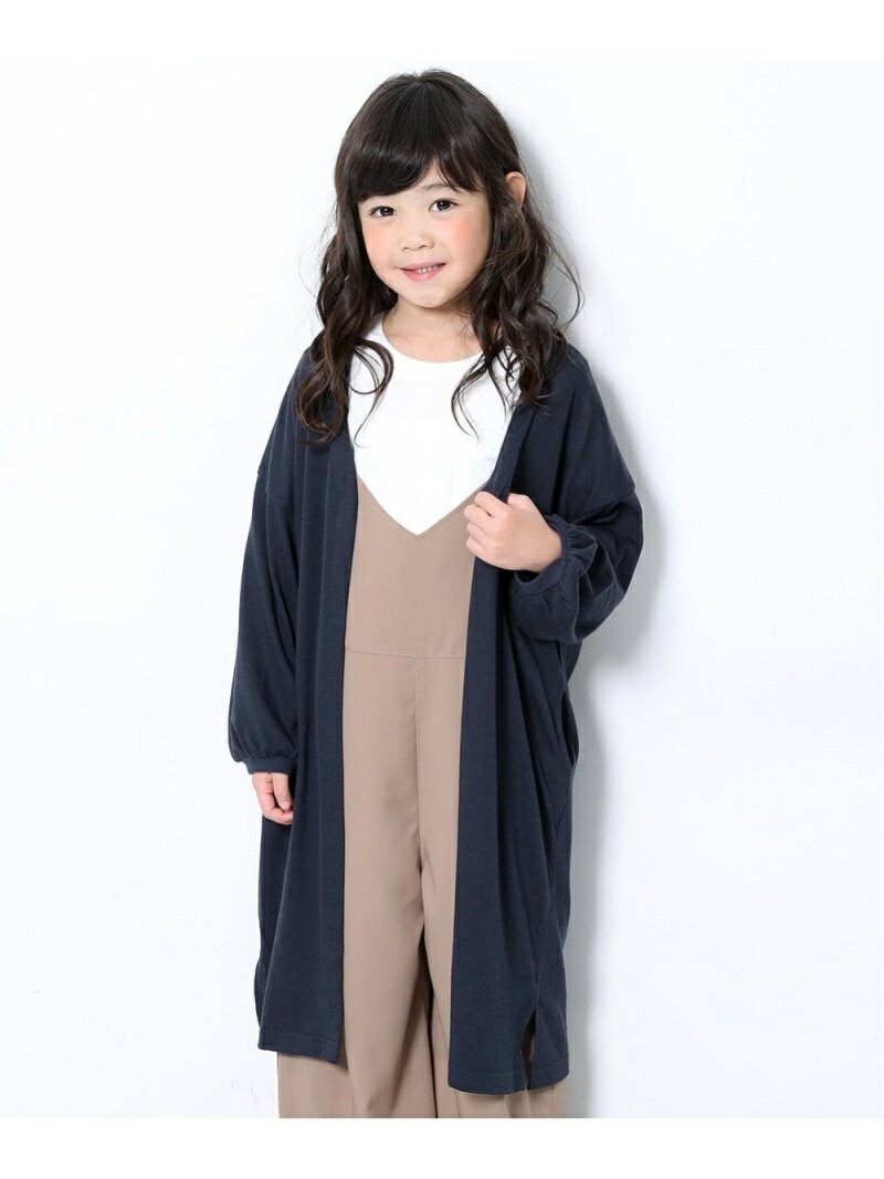 【SALE／20%OFF】devirock ロング丈長袖カーディガン 女の子 トップス カーディガン デビロックストア 子供服 キッズ デビロック ニット カーディガン パープル ネイビー ブラック ブラウン ベージュ グレー