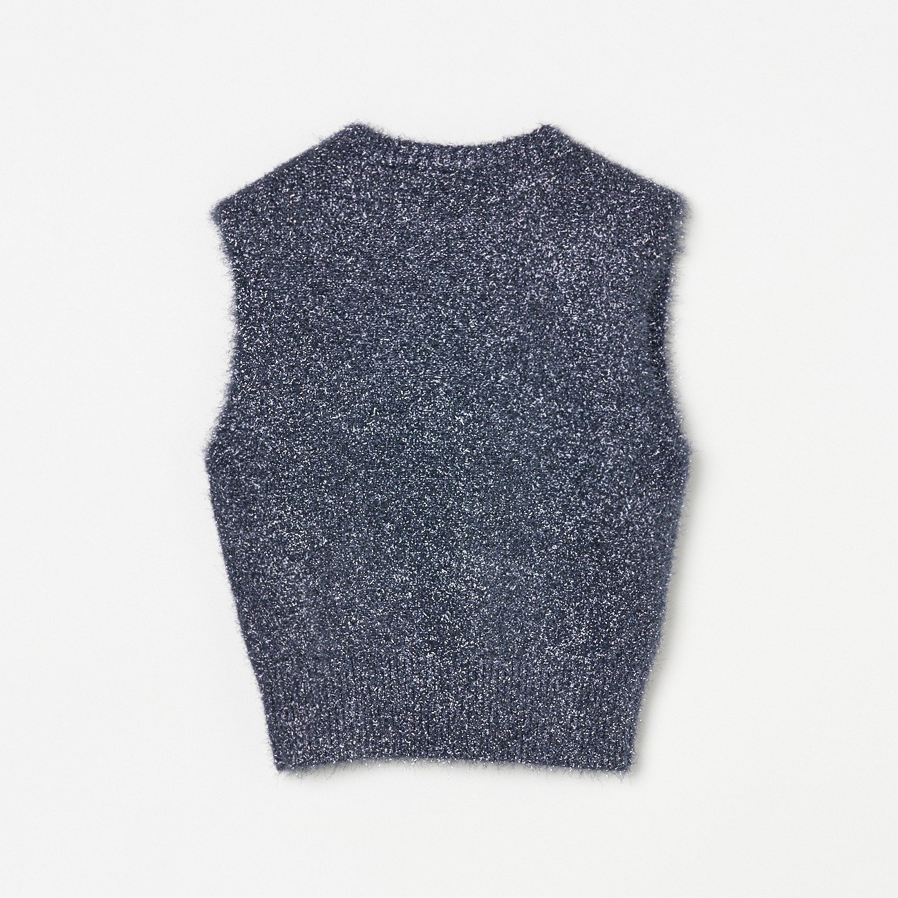 HELIOPOLE FEATHER YARN GLITTER KNIT VEST エリオポール トップス ニット ゴールド ネイビー