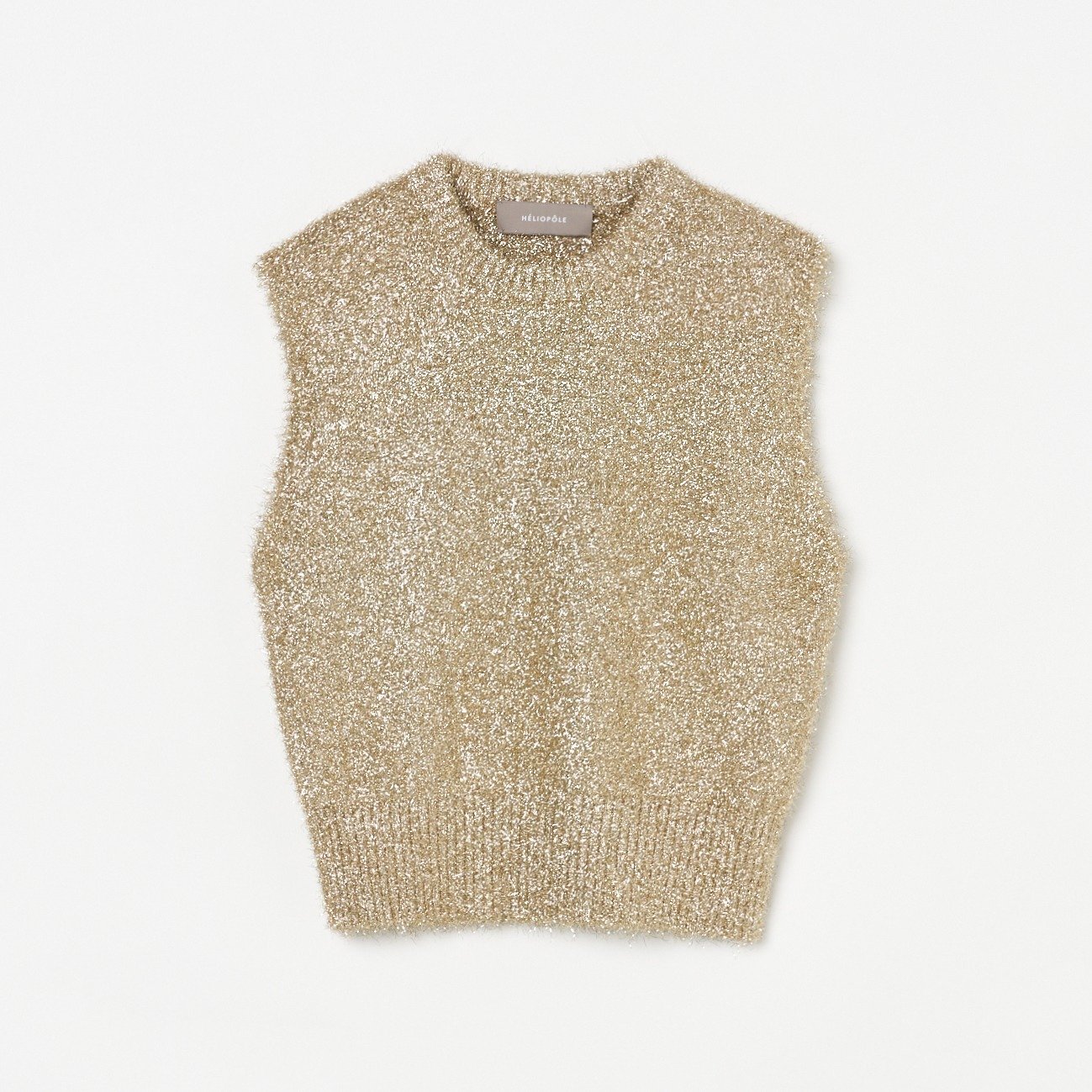 HELIOPOLE FEATHER YARN GLITTER KNIT VEST エリオポール トップス ニット ゴールド ネイビー