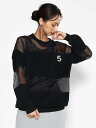 【SALE/28%OFF】SCOTCLUB ビジューナンバー異素材ドッキングプルオーバー ヴァン トップス ニット ブラック ホワイト【送料無料】(4)