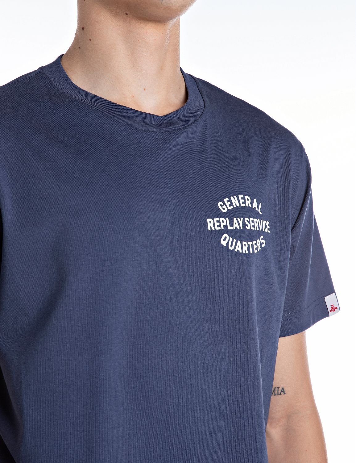【SALE／10%OFF】REPLAY オーガニックコットンジャージーTシャツ リプレイ トップス カットソー・Tシャツ ブルー【送料無料】