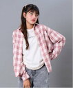 by LOVEiT チェックルーズシャツ ナルミヤオンライン トップス シャツ・ブラウス ブルー ピンク【送料無料】