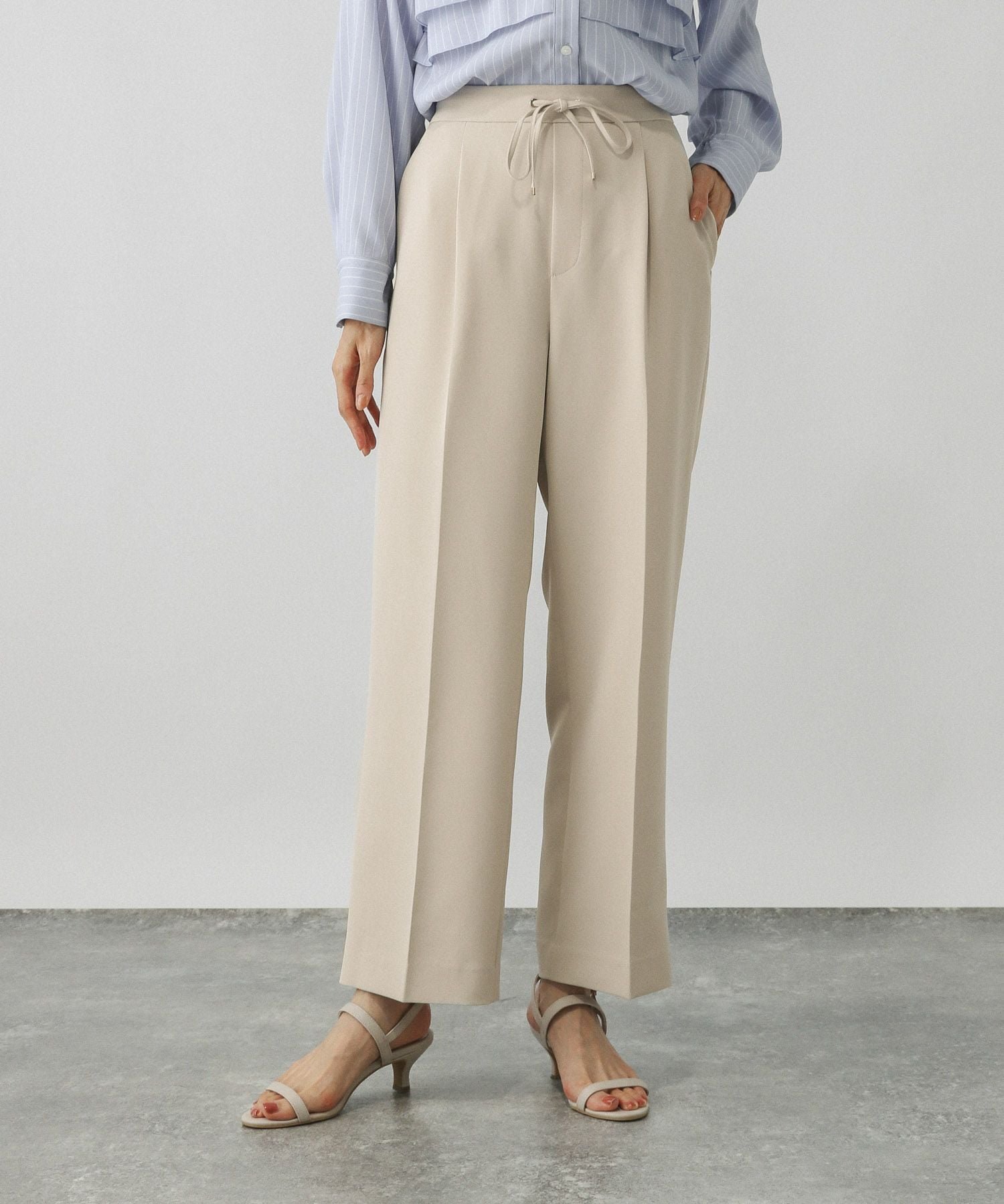 【SALE／30%OFF】GLOBAL WORK 貴島明日香さん着用/ウツクシルエットイージーWクロスストレートパンツ/495820 グローバルワーク パンツ その他のパンツ ブラウン ネイビー ブラック ホワイト