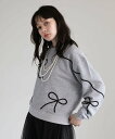 Green Parks ・swing by リボンコード刺繍スウェット グリーンパークス トップス スウェット・トレーナー グレー ブラック ブラウン【送料無料...