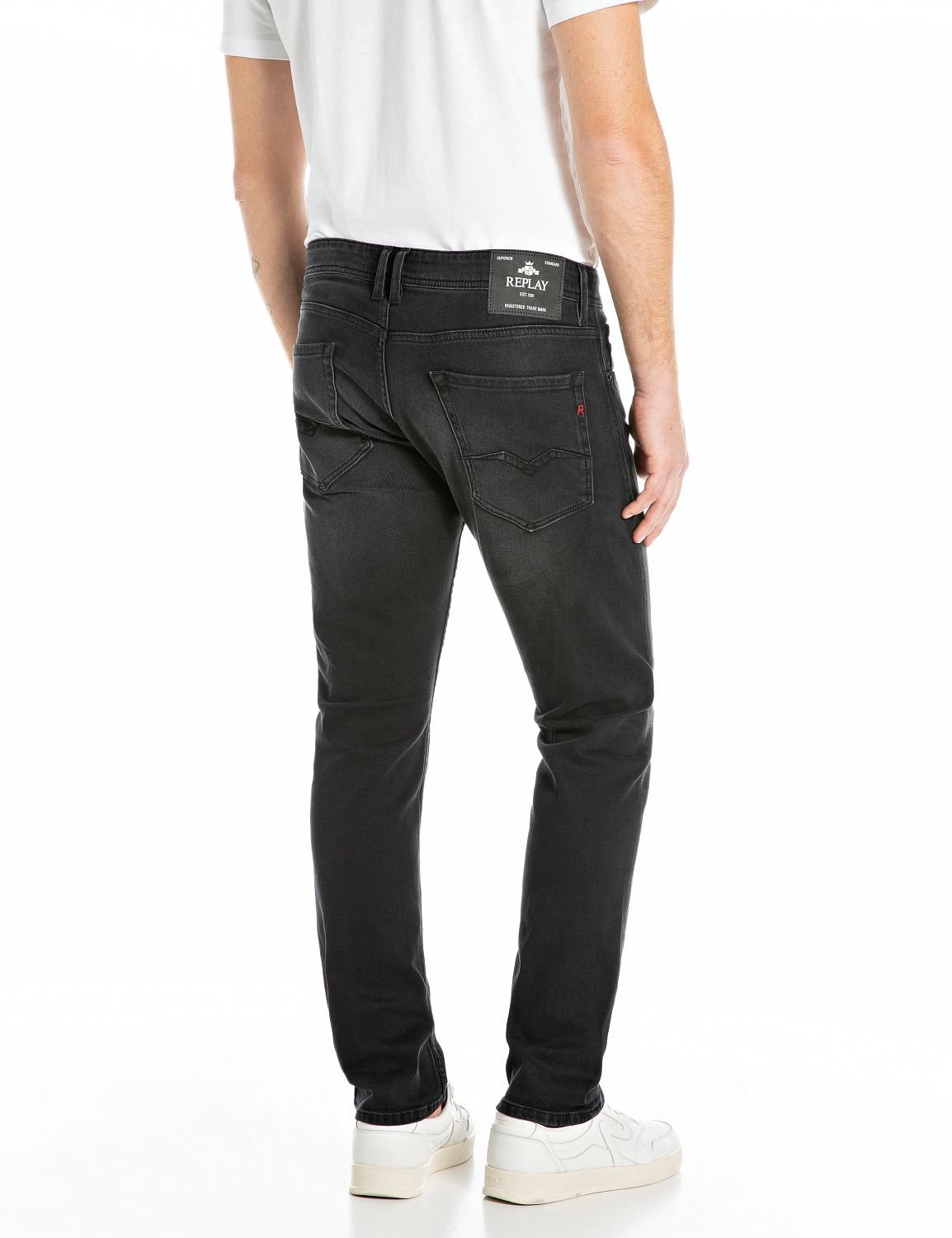 【SALE／40%OFF】REPLAY コンフォートROCCO ブラックオーバーダイ コットン ストレッチデニム リプレイ パンツ ジーンズ・デニムパンツ ブラック【送料無料】