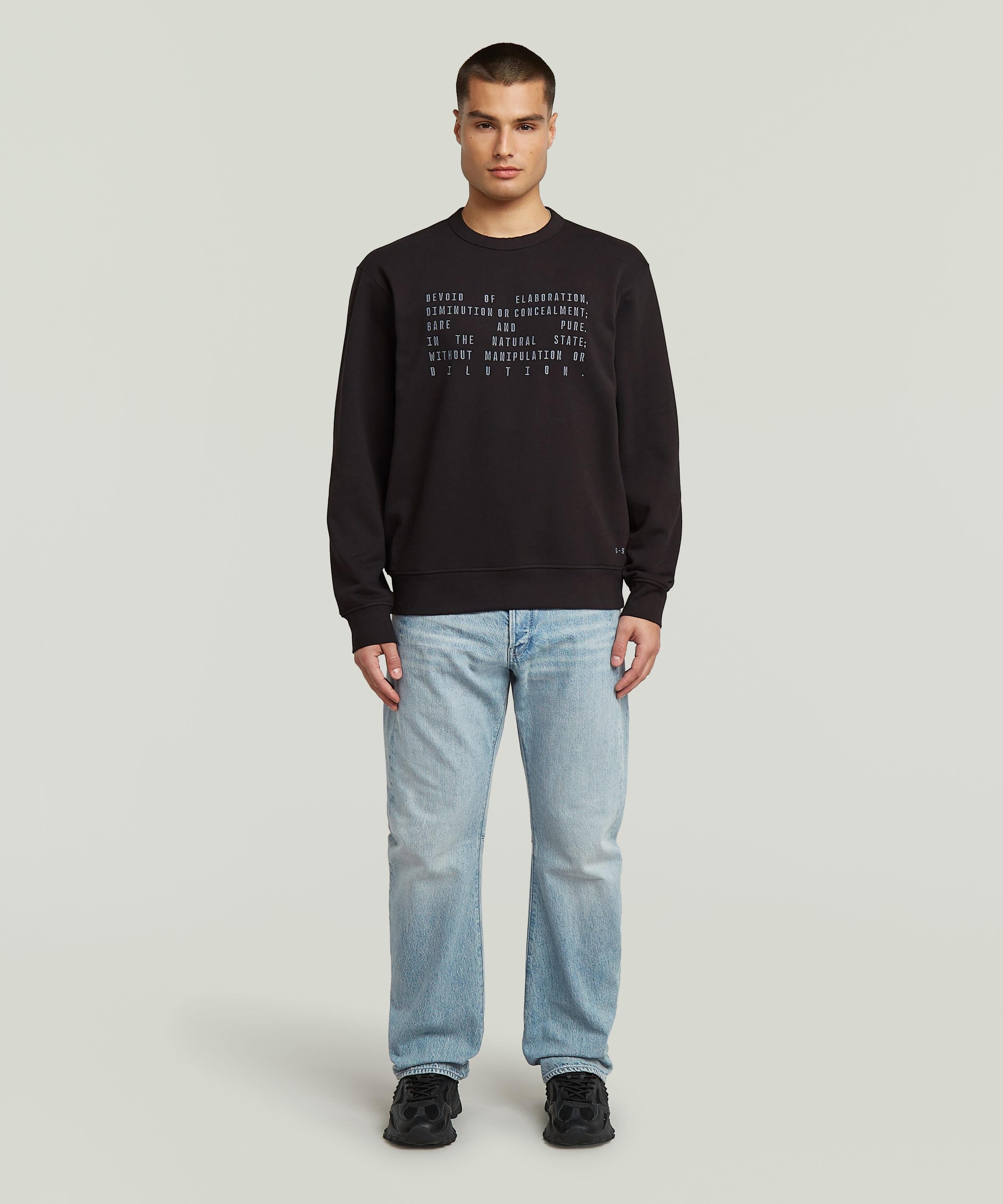 【公式ショップ】TEXT GRAPHIC SWEATER/テキストグラフィックオーバーサイズスウェット ジースターロゥ トップス スウェット・トレーナー ブラック