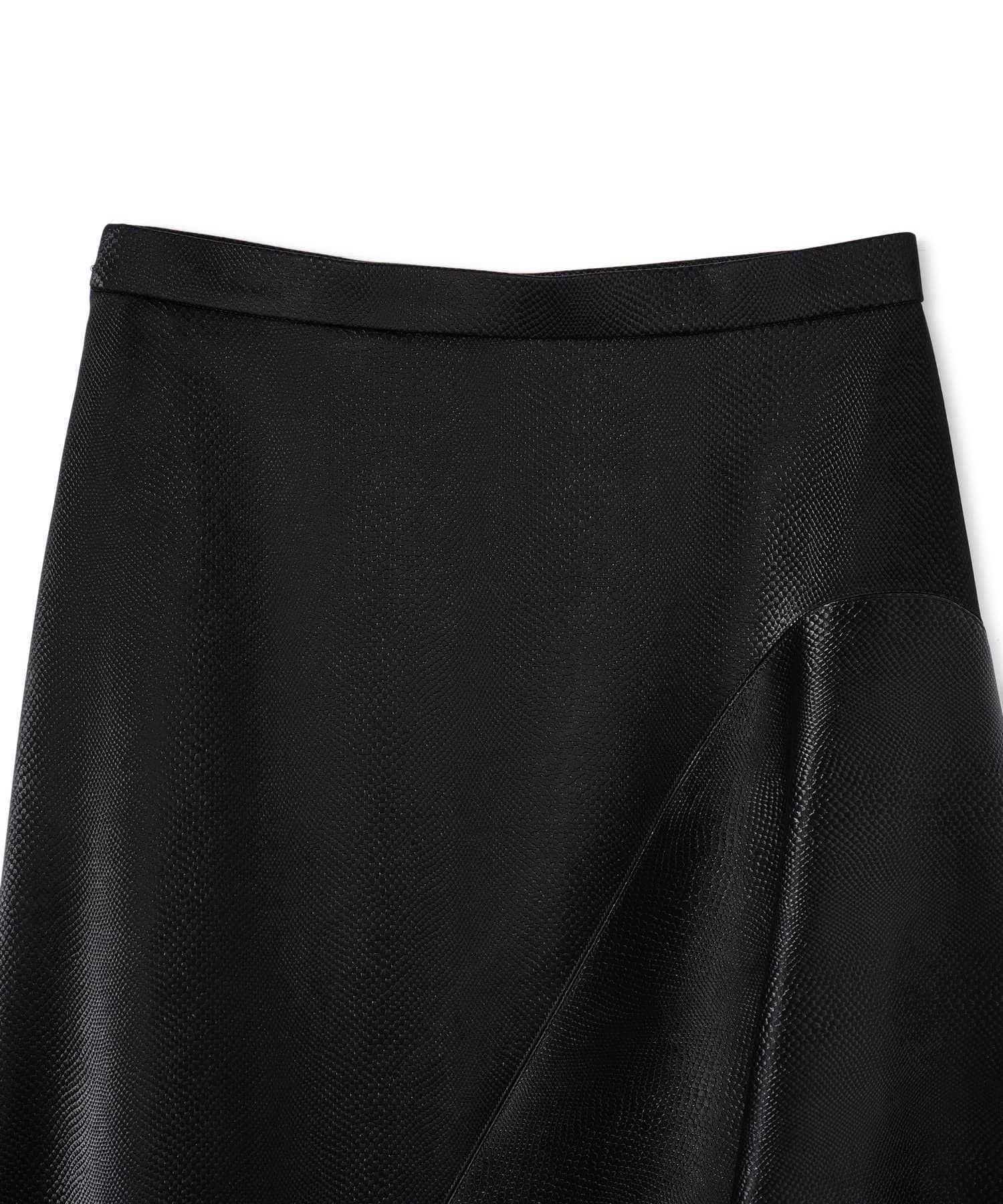 LANVIN COLLECTION スネークフェイクレザースカート ランバン コレクション スカート その他のスカート ブラック【送料無料】