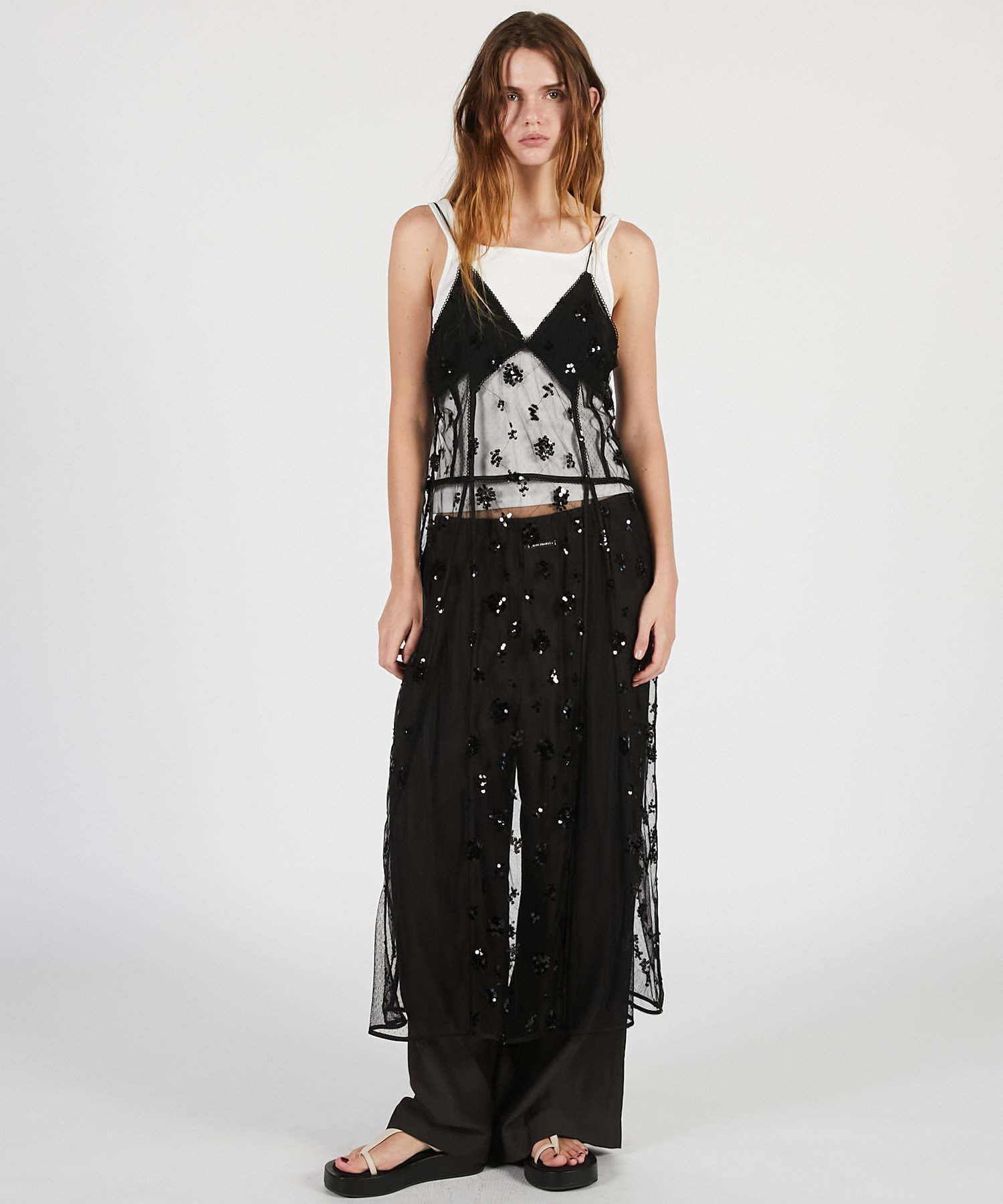 PRANK PROJECT シアービジューキャミドレス / Sheer Beaded Cami Dress プランク プロジェクト ワンピース・ドレス ワンピース ホワイト ブラック【送料無料】