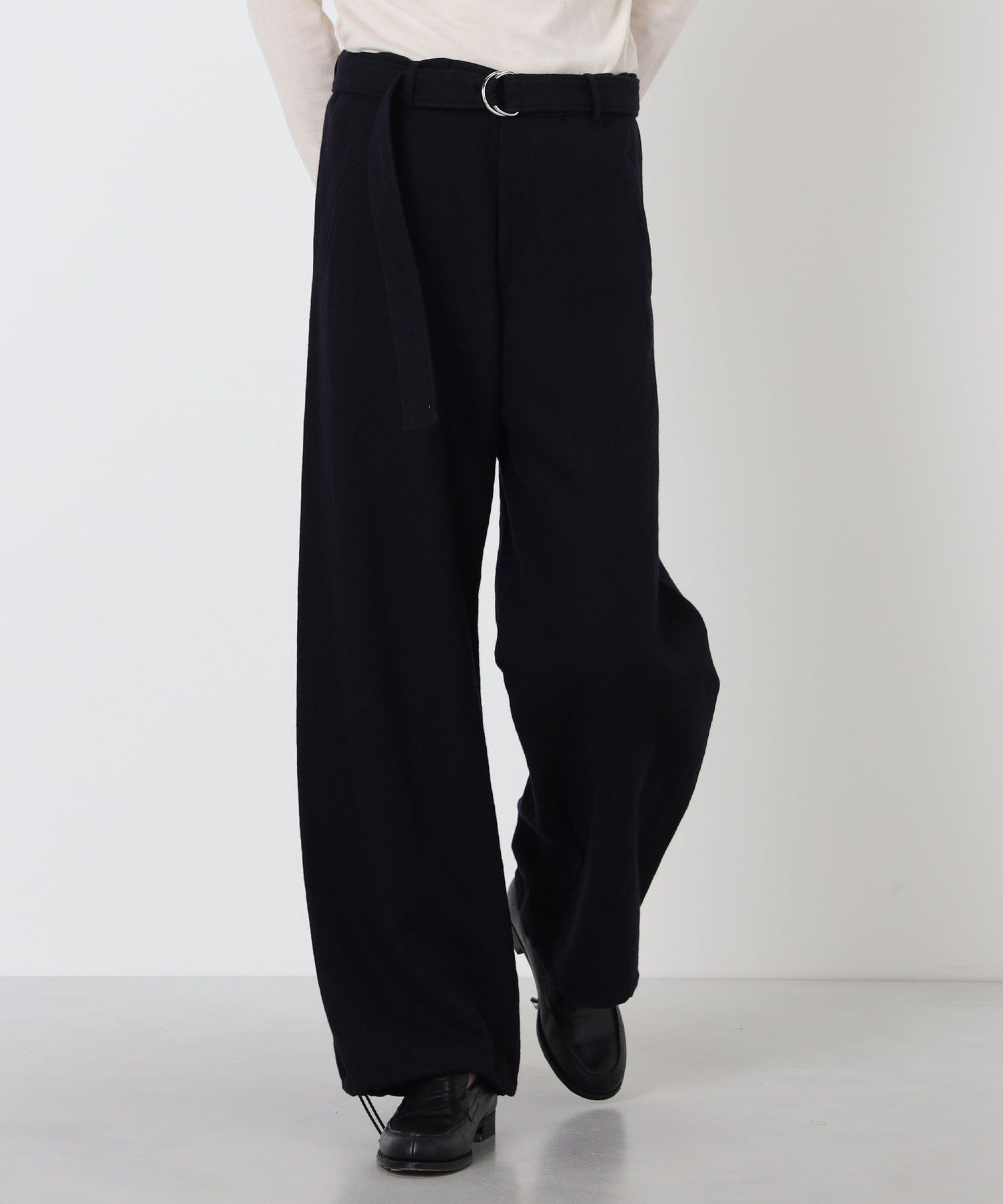 【SALE／50%OFF】TOMORROWLAND BUYING WEAR mando リネンウール ベルテッドパンツ トゥモローランド パンツ その他のパンツ ブラック【送料無料】